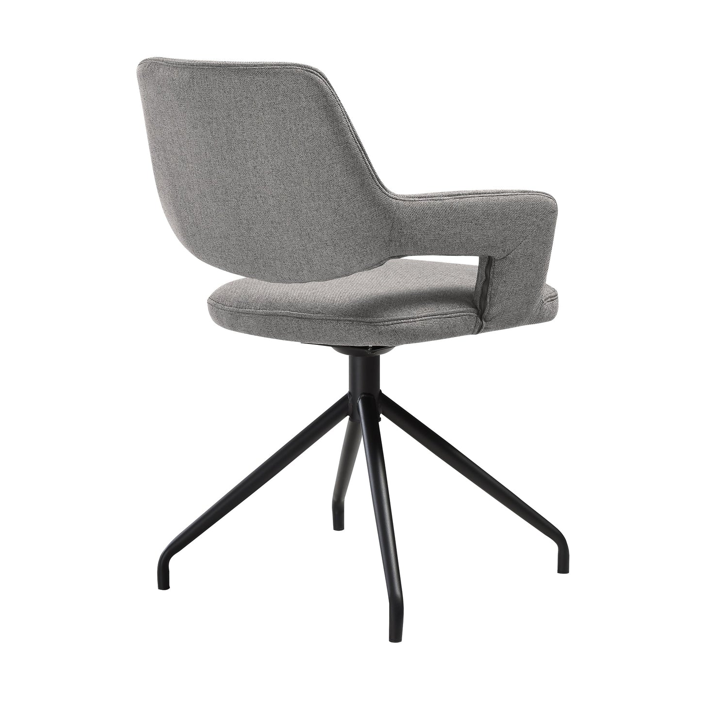 Penny Swivel Upholstered Dining Chair in Gray Fabric with Black Metal Legs - Set of 2