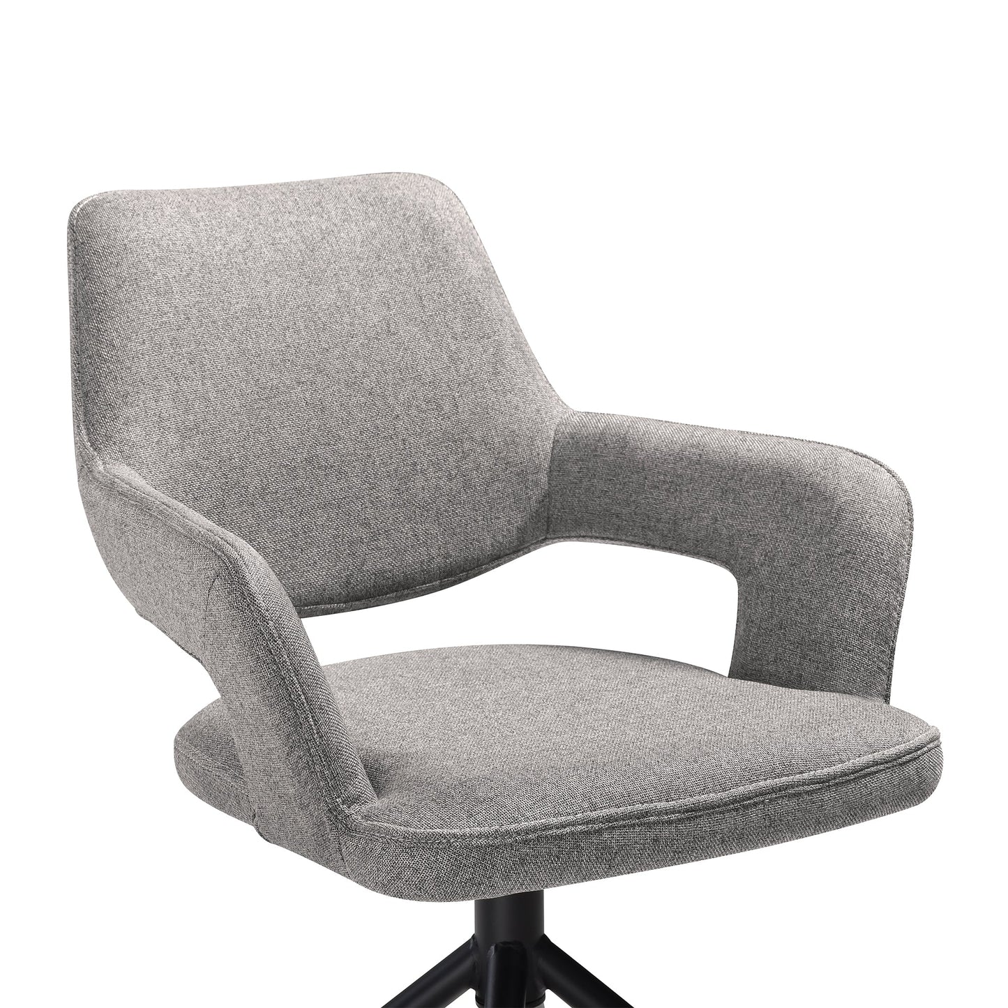 Penny Swivel Upholstered Dining Chair in Gray Fabric with Black Metal Legs - Set of 2