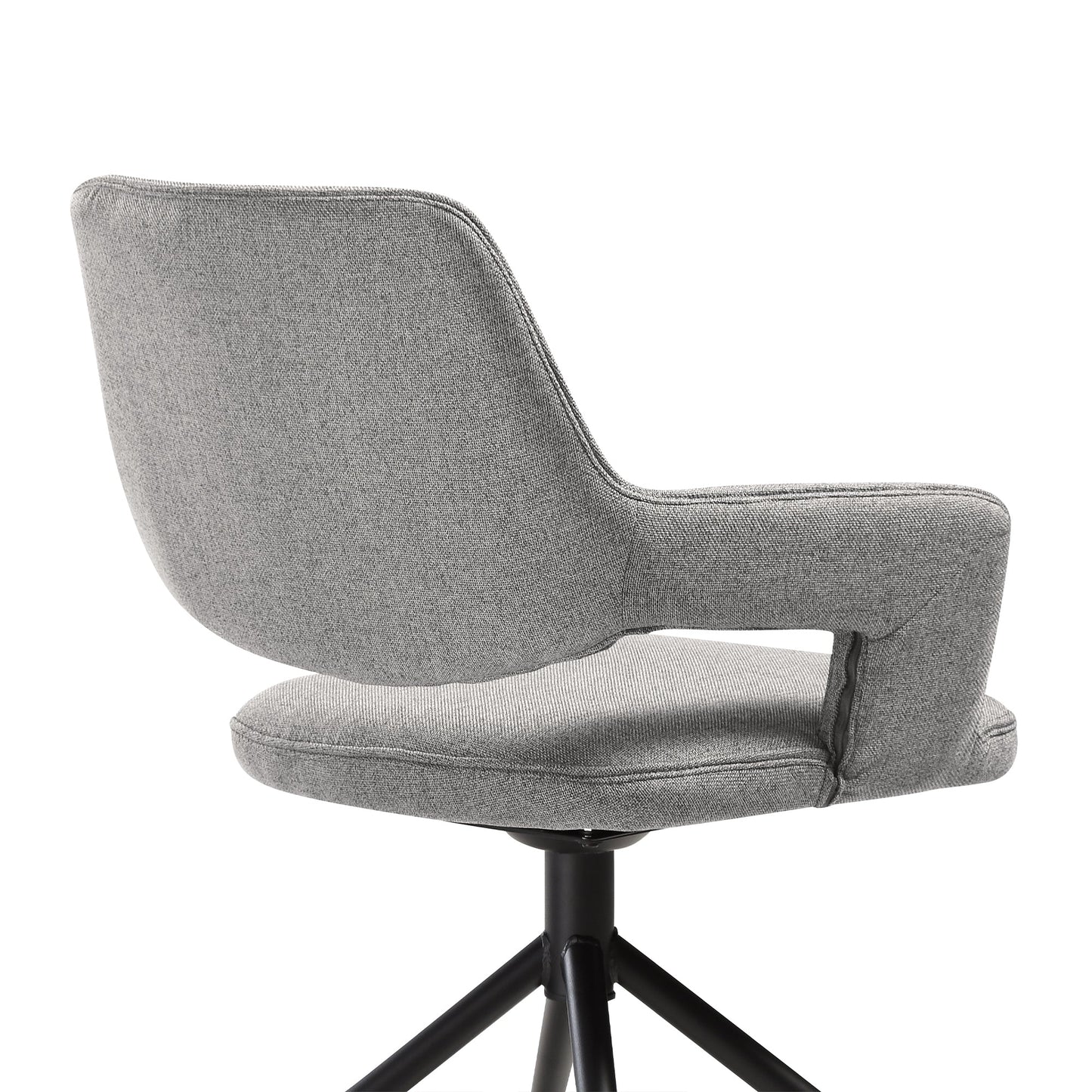 Penny Swivel Upholstered Dining Chair in Gray Fabric with Black Metal Legs - Set of 2