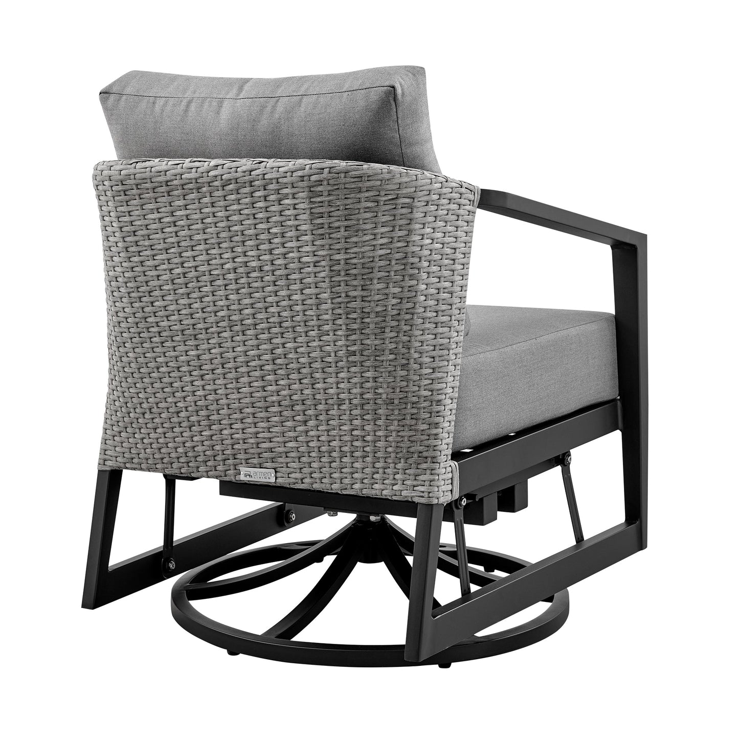 Palma Outdoor Patio Swivel Lounge Chair in Aluminum with Gray Cushions