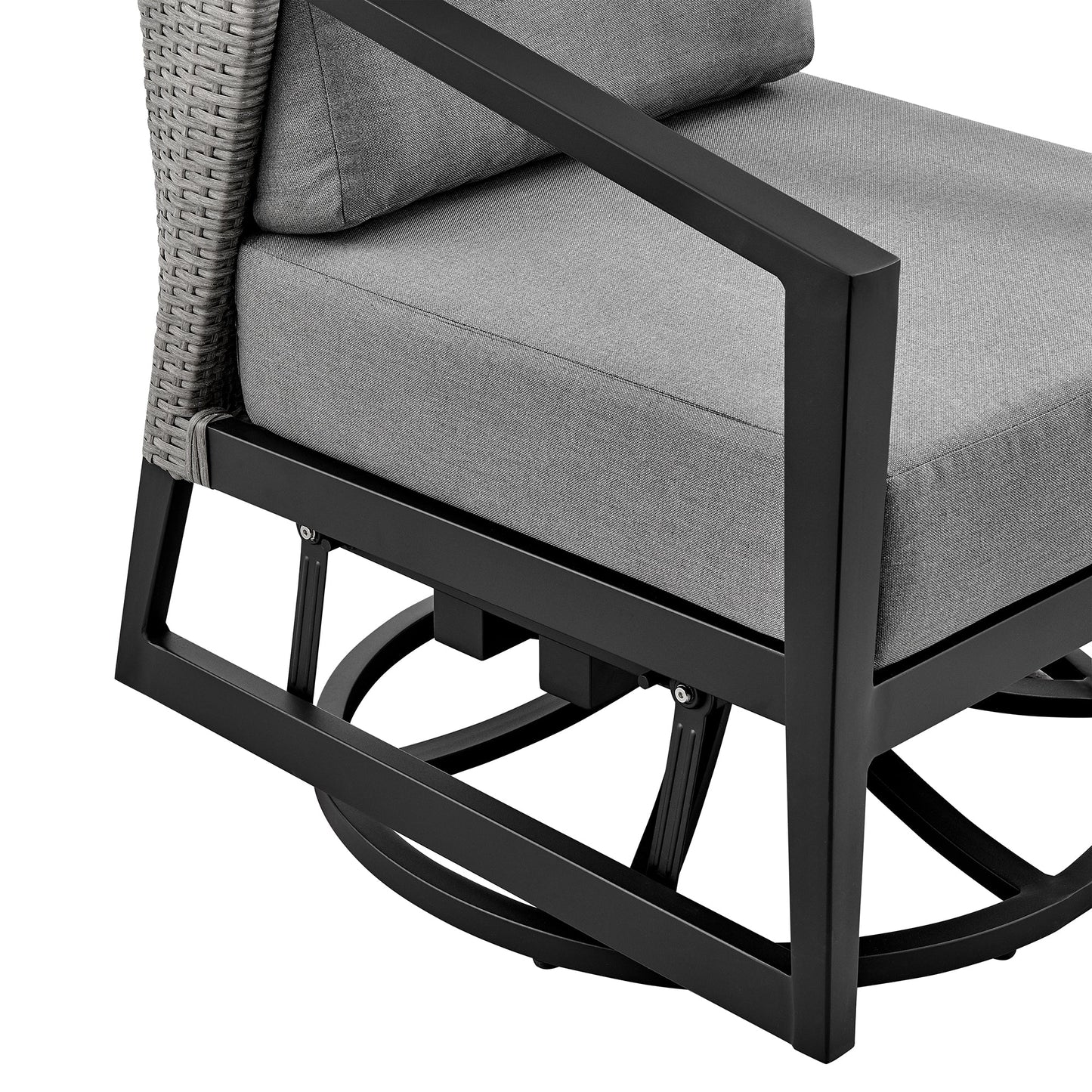 Palma Outdoor Patio Swivel Lounge Chair in Aluminum with Gray Cushions