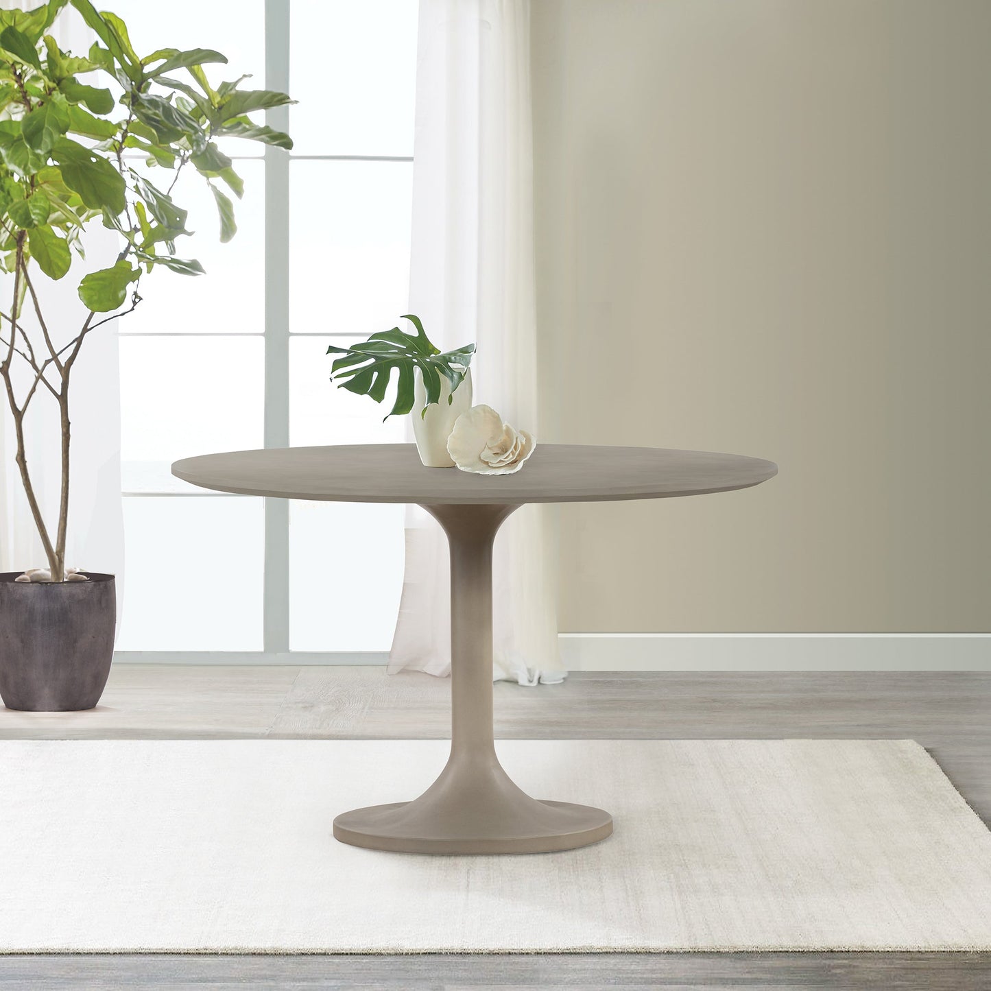 Pippa Concrete and Metal Tulip Round Dining Table