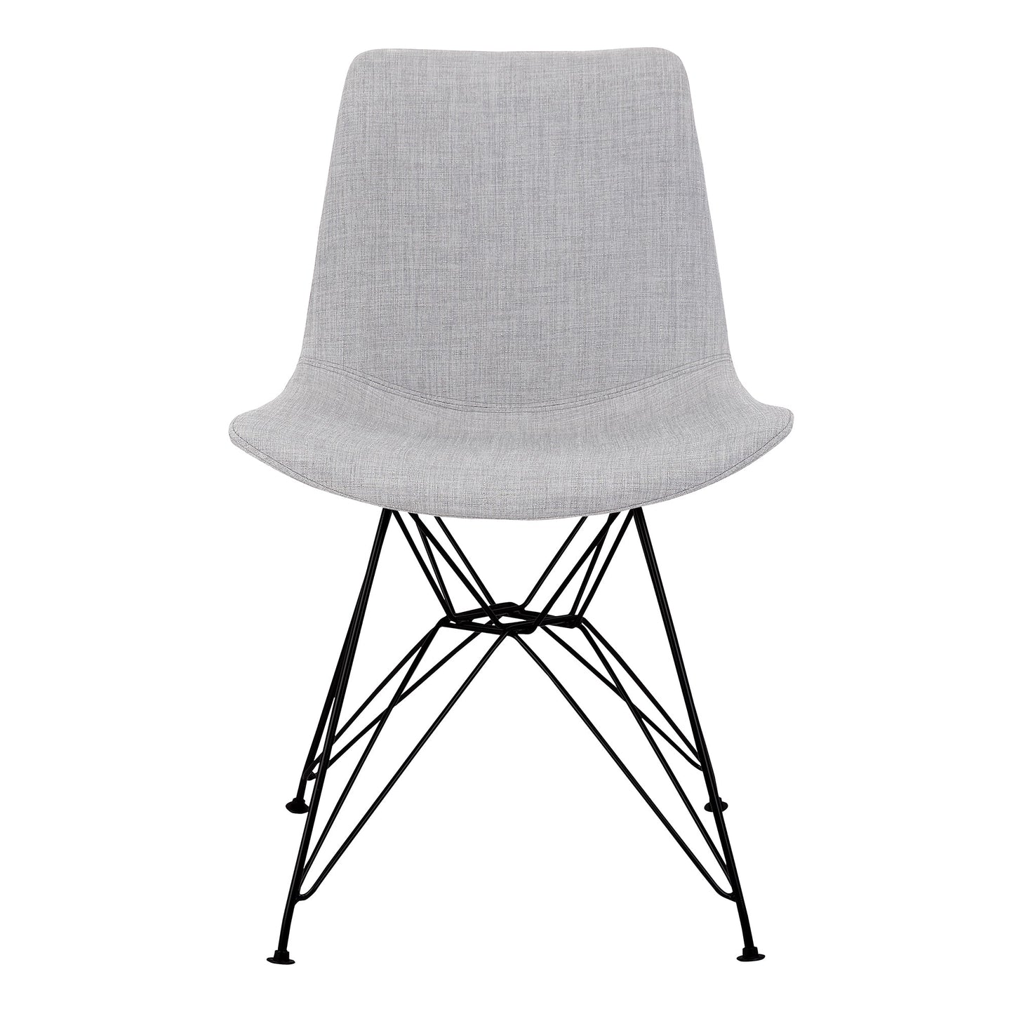 Palmetto Contemporary Dining Chair in Gray Fabric with Black Metal Legs