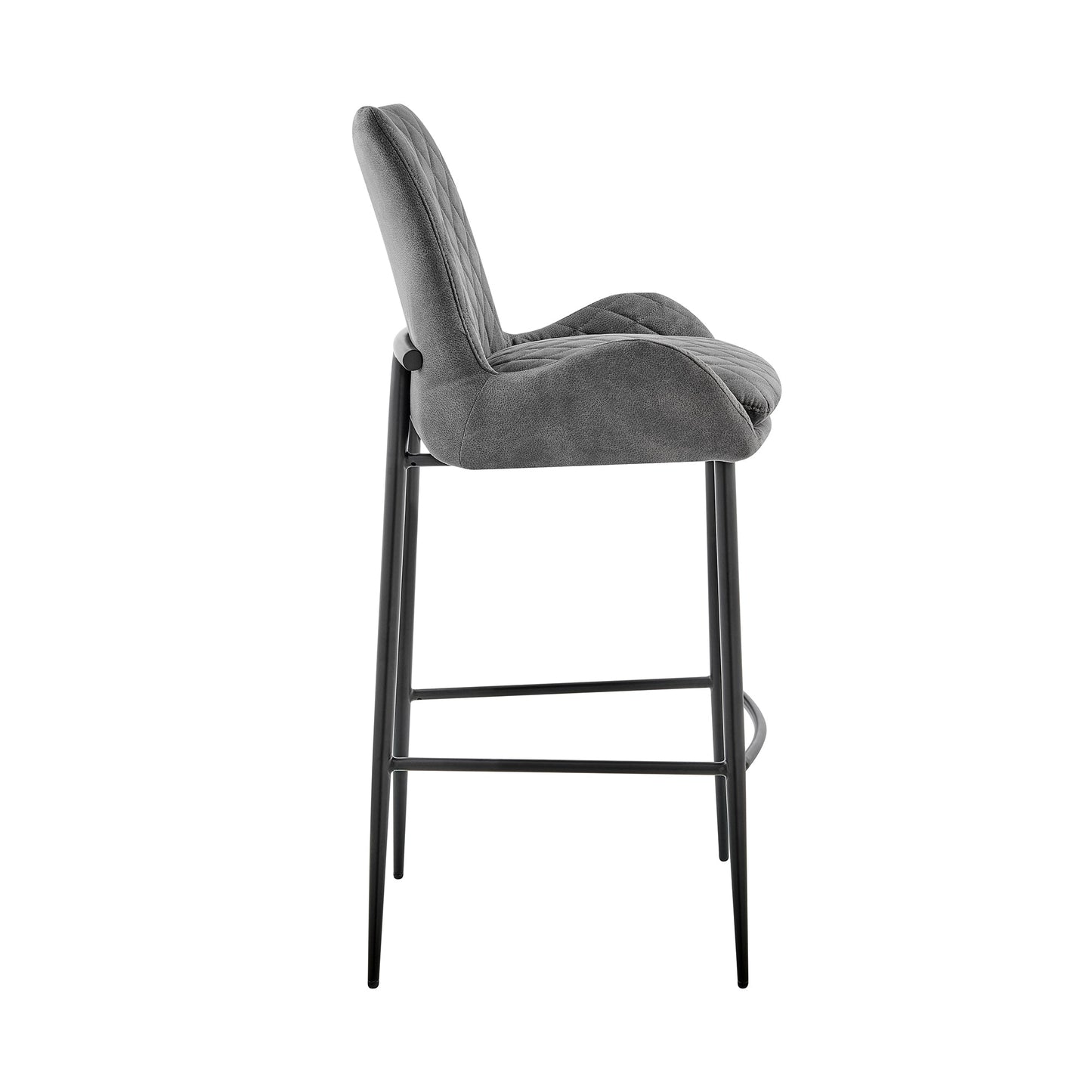 Panama 30" Bar Height Bar Stool in Charcoal Fabric and Black Finish