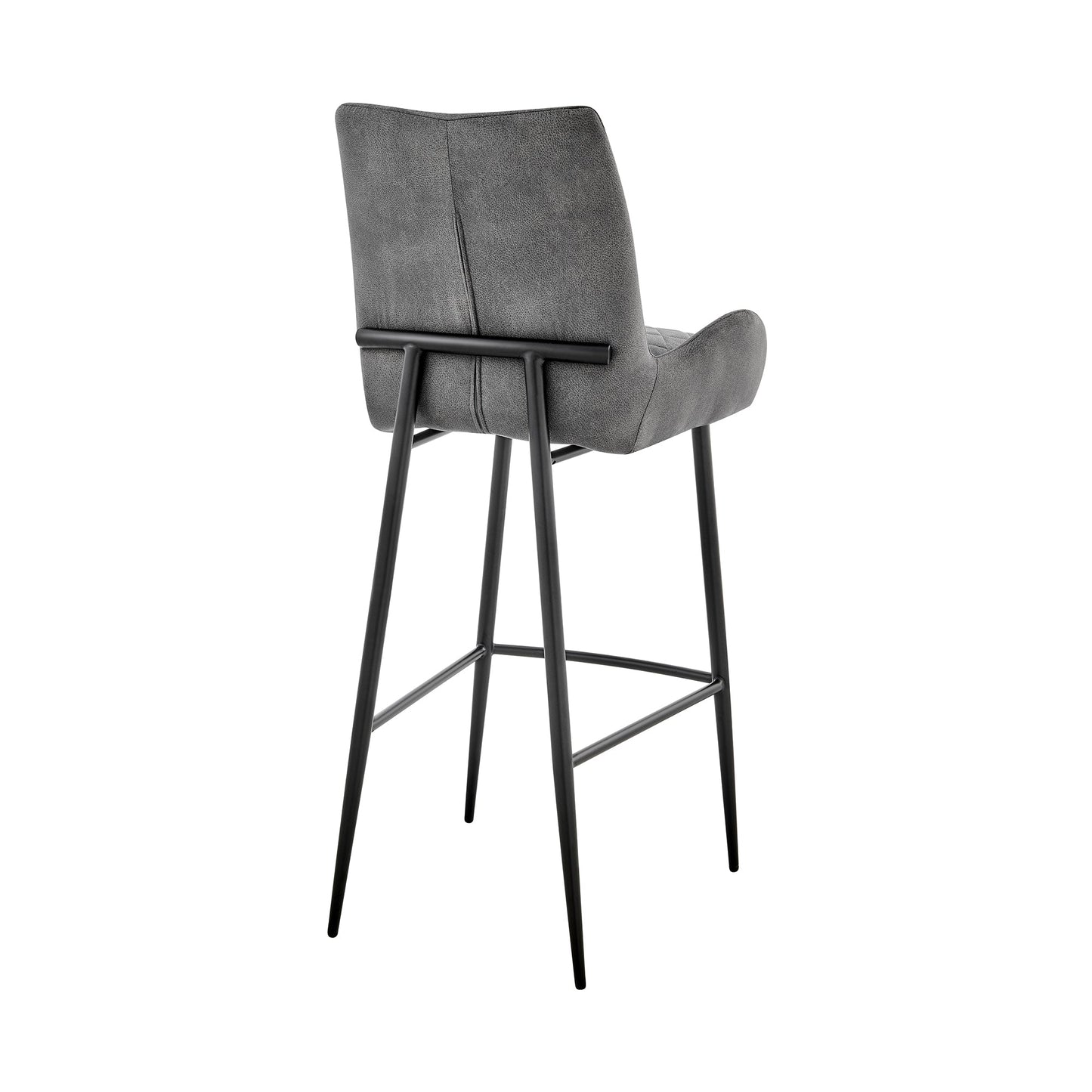 Panama 30" Bar Height Bar Stool in Charcoal Fabric and Black Finish