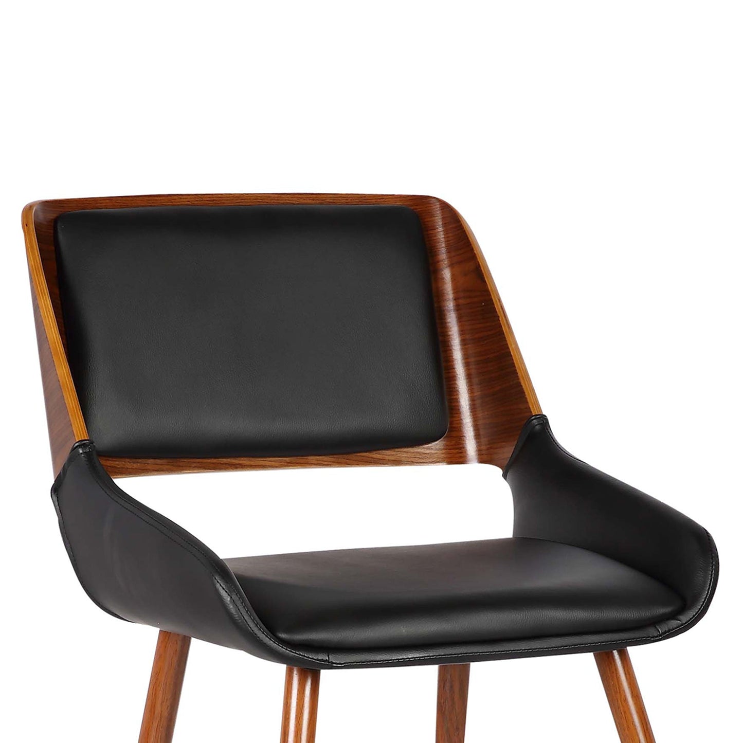 Panda Mid-Century Dining Chair in Walnut Finish and Black Faux Leather