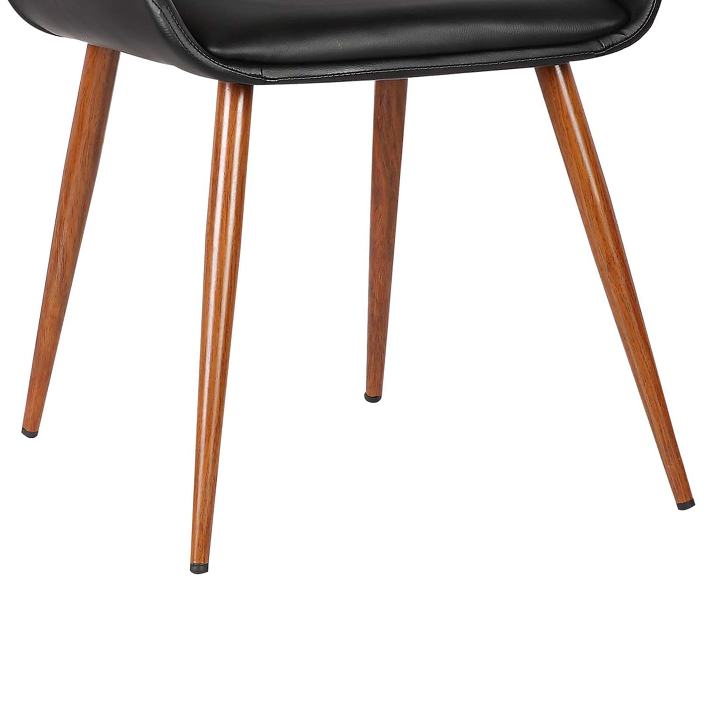 Panda Mid-Century Dining Chair in Walnut Finish and Black Faux Leather