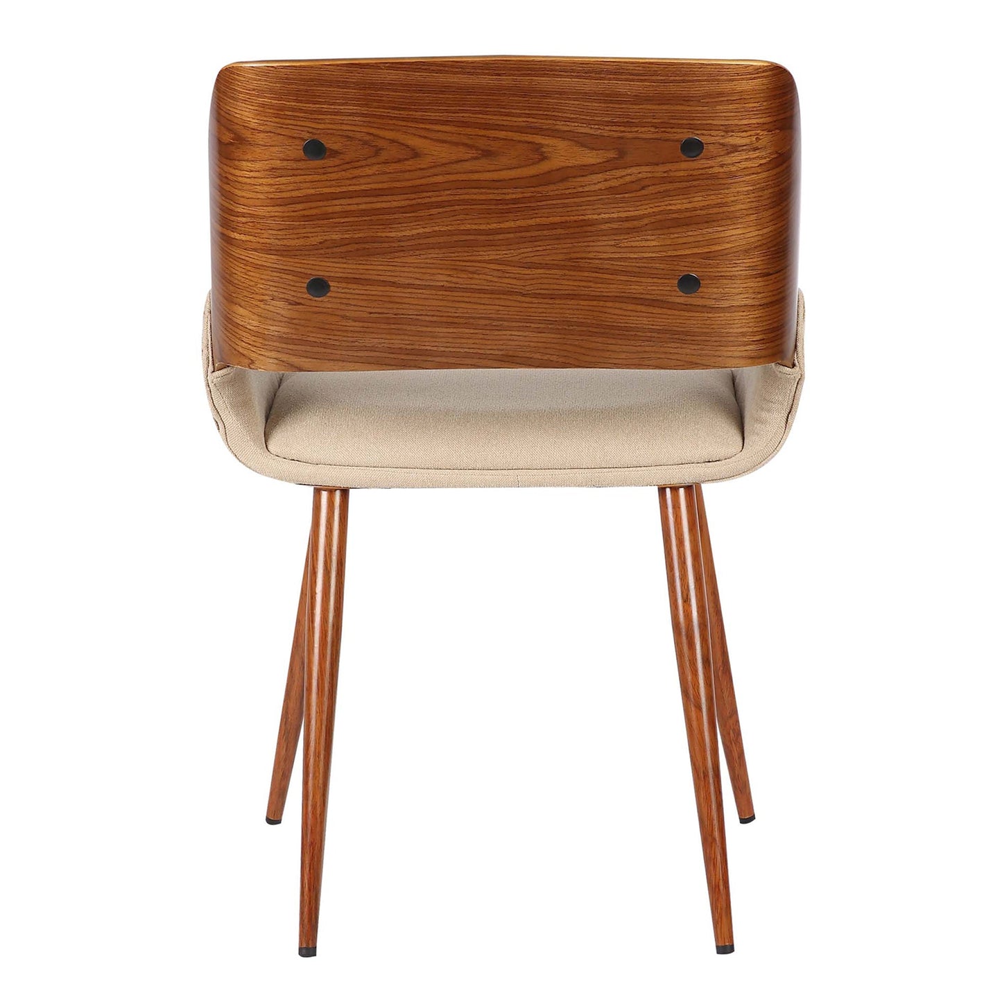 Panda Mid-Century Dining Chair in Walnut Finish and Brown Fabric