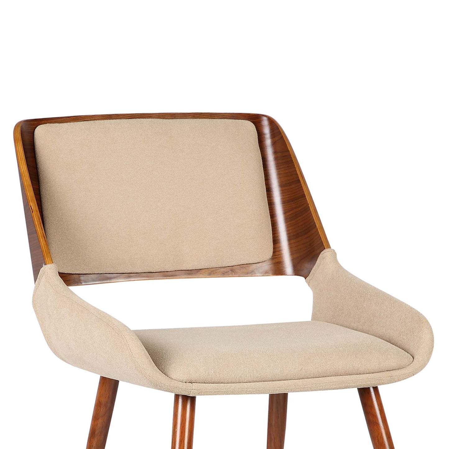 Panda Mid-Century Dining Chair in Walnut Finish and Brown Fabric