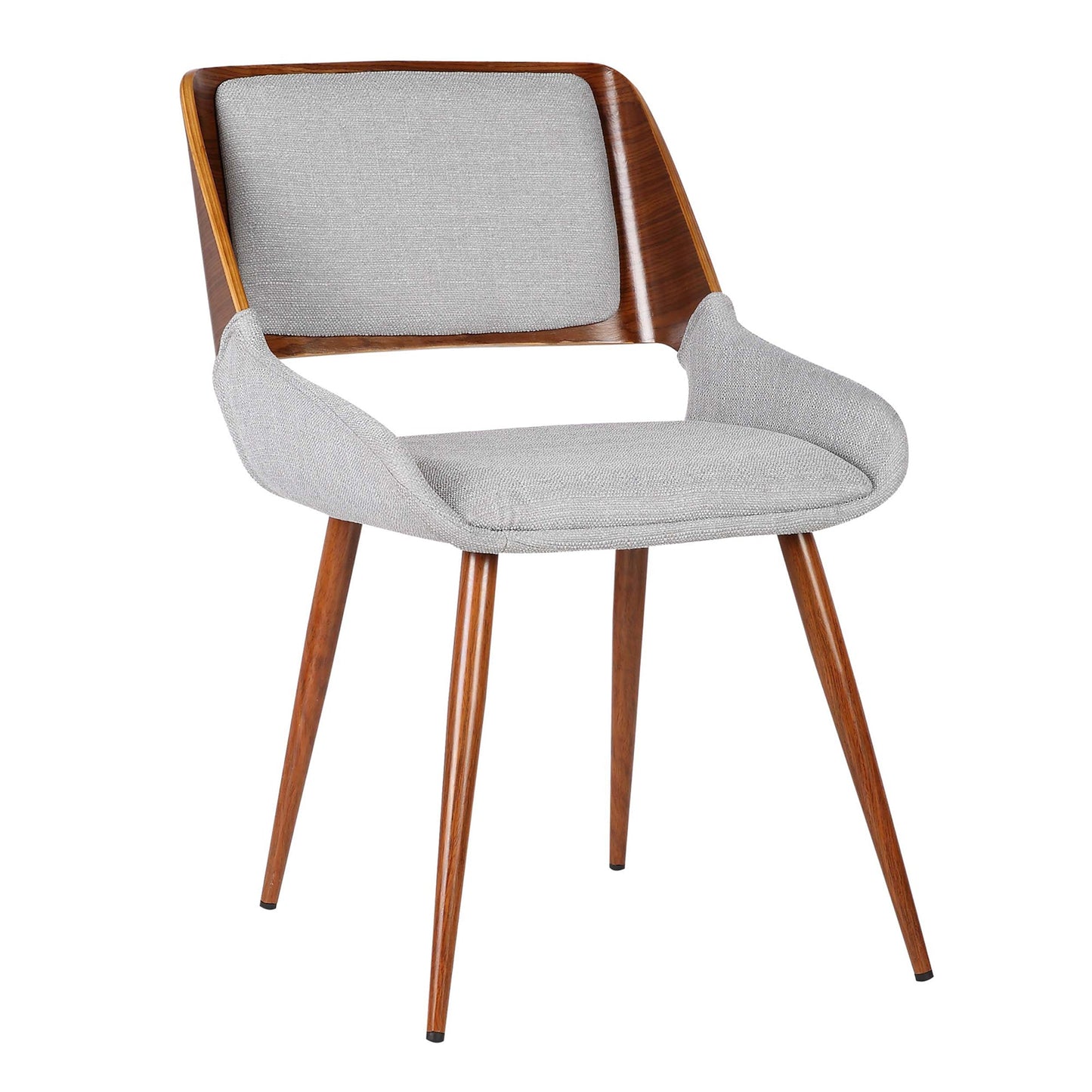 Panda Mid-Century Dining Chair Walnut Finish and Gray Fabric