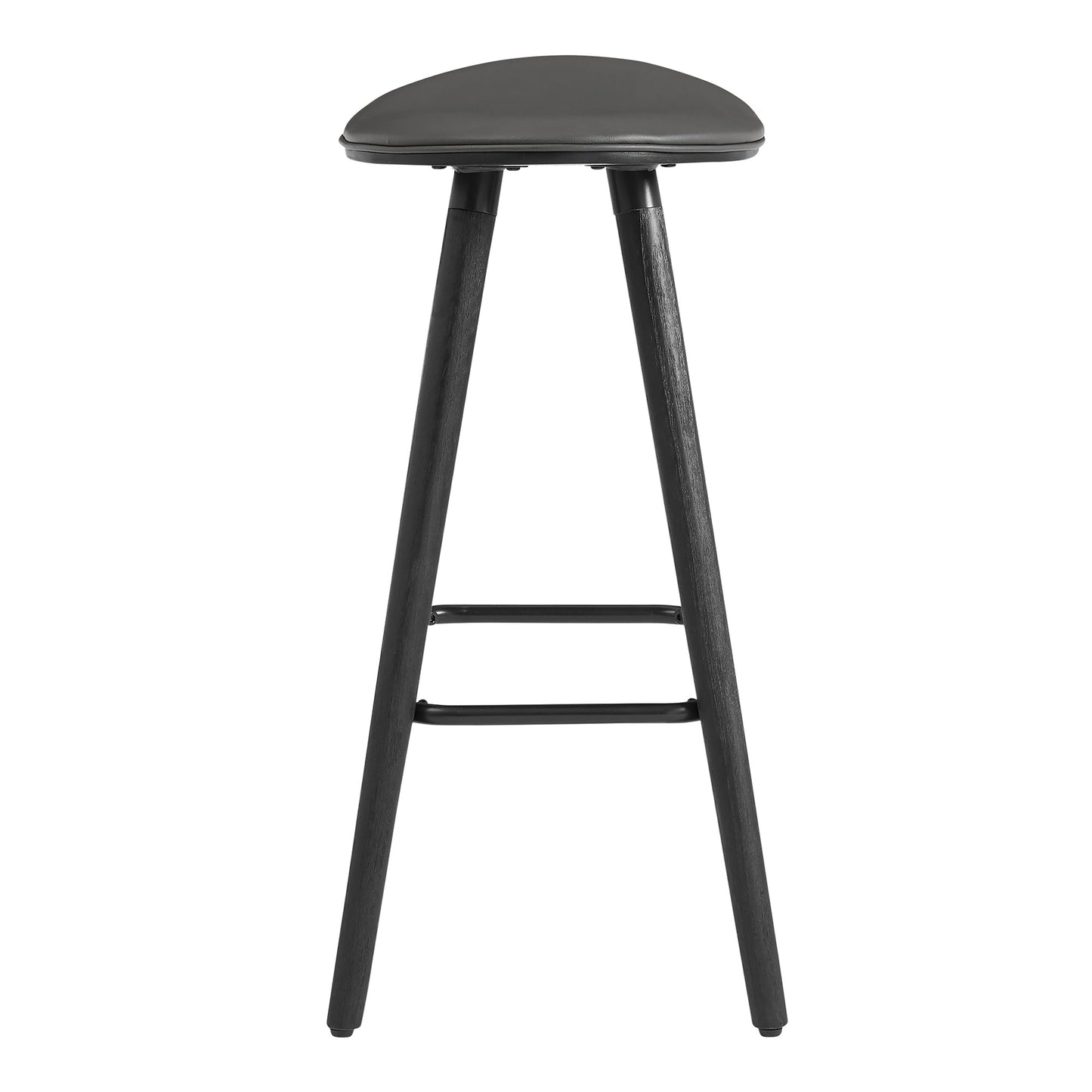 Piper 26" Counter Height Backless Bar Stool in Gray Faux Leather and Black Wood