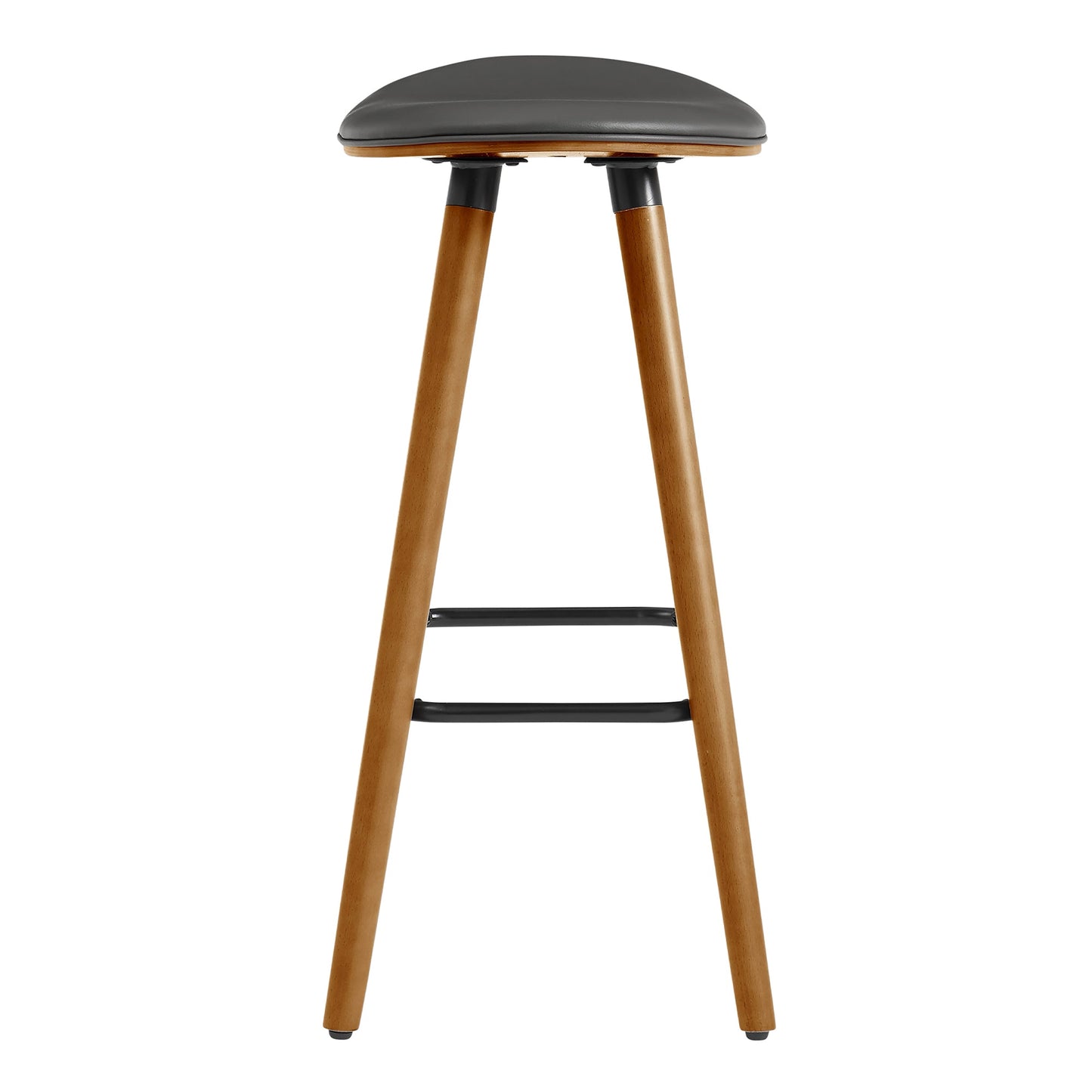 Piper 26" Counter Height Backless Bar Stool in Gray Faux Leather and Walnut Wood