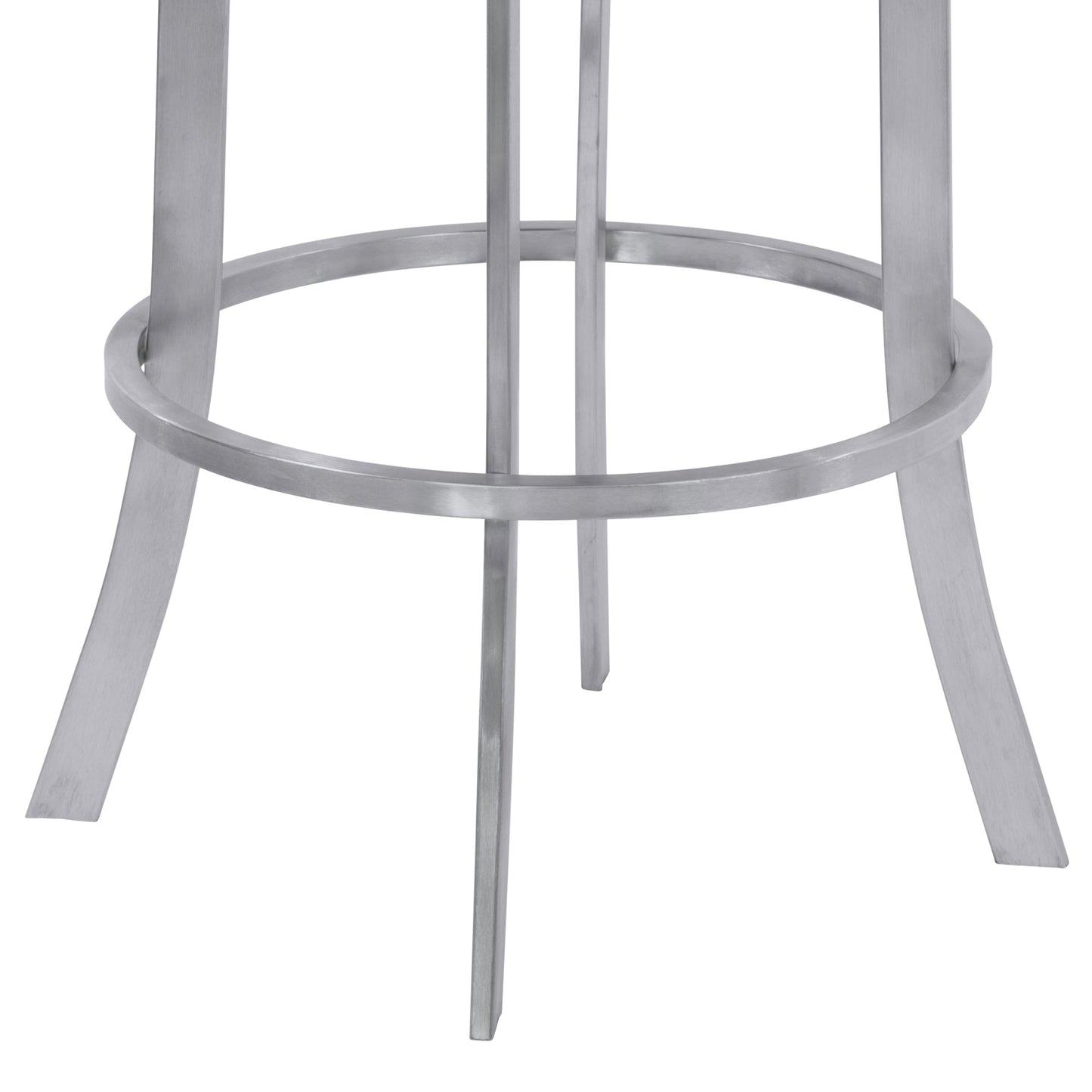 Prinz 26" Counter Height Swivel Gray Faux Leather and Brushed Stainless Steel Bar Stool