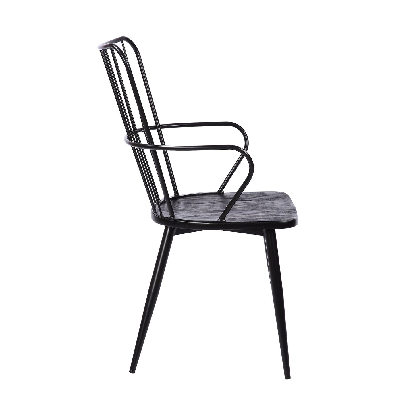 Parisa High Back Steel Framed Side Chair in Black Powder Coated Finish and Black Brushed Wood