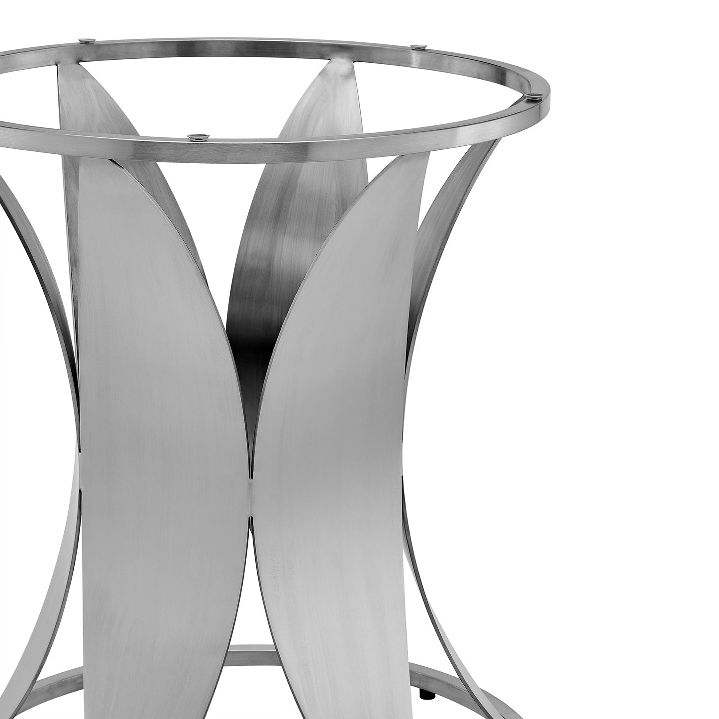 Petal Modern Glass and Stainless Steel Round Pedestal Dining Table