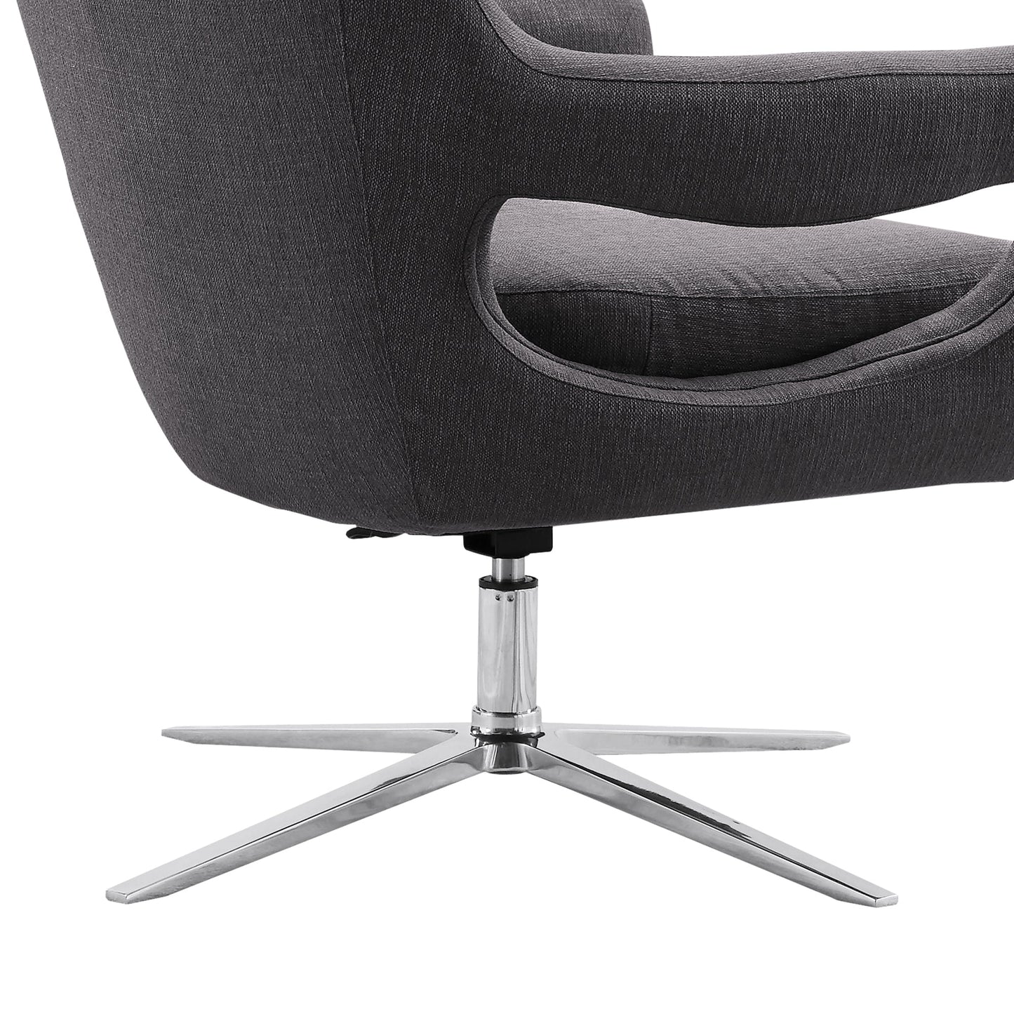 Quinn Contemporary Adjustable Swivel Accent Chair in Polished Chrome Finish with Gray Fabric