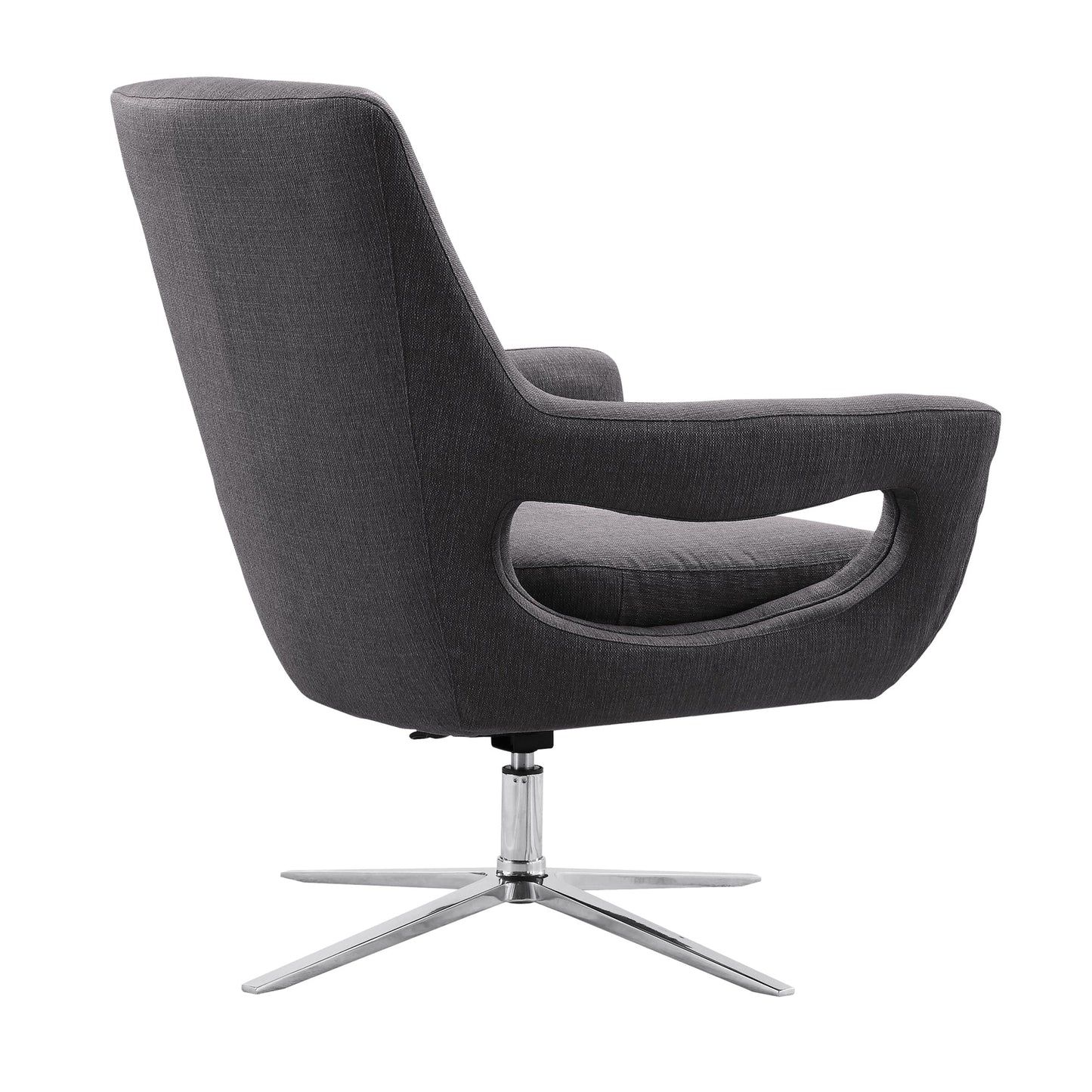 Quinn Contemporary Adjustable Swivel Accent Chair in Polished Chrome Finish with Gray Fabric