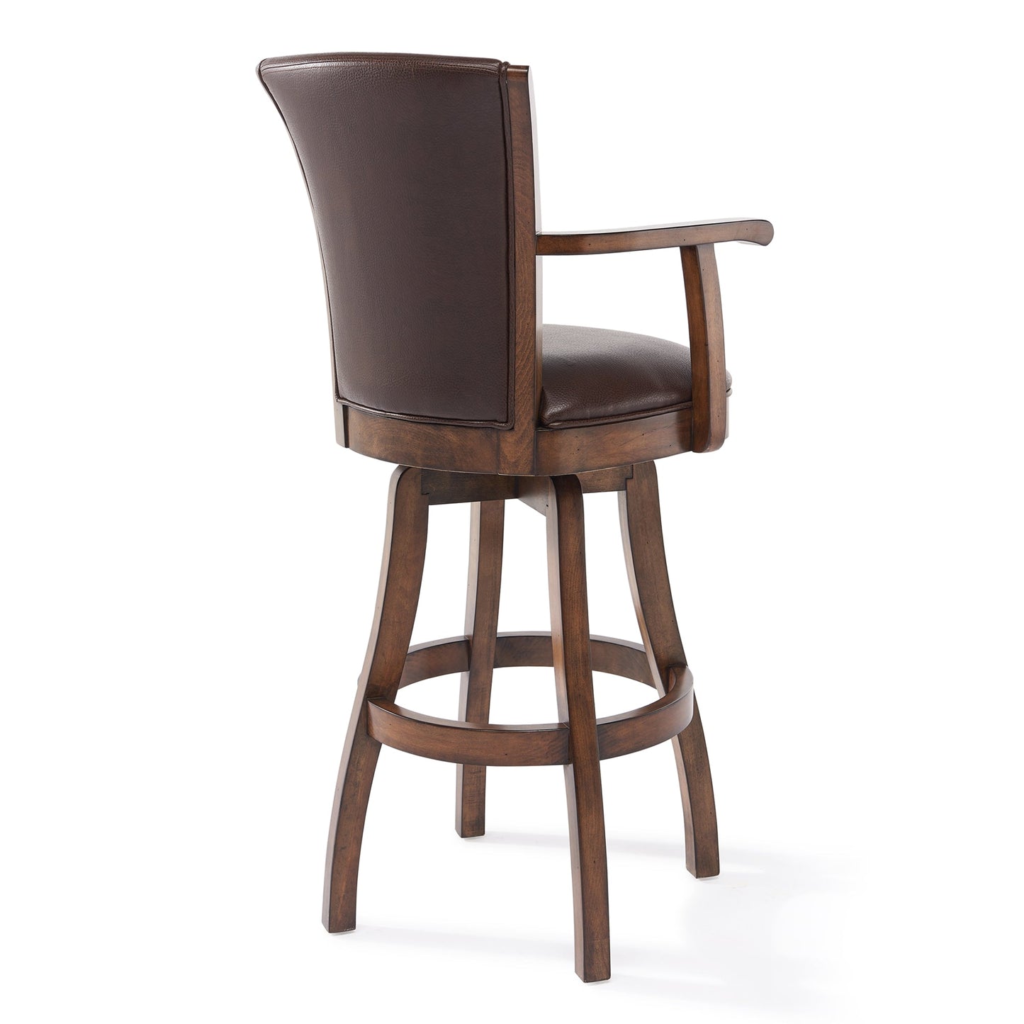 Raleigh 26" Counter Height Swivel Kahlua Faux Leather and Chestnut Wood Arm Bar Stool