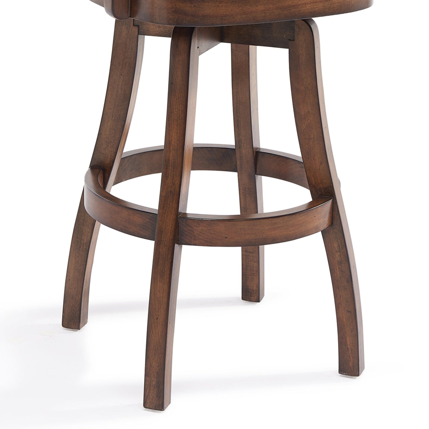 Raleigh 26" Counter Height Swivel Kahlua Faux Leather and Chestnut Wood Arm Bar Stool