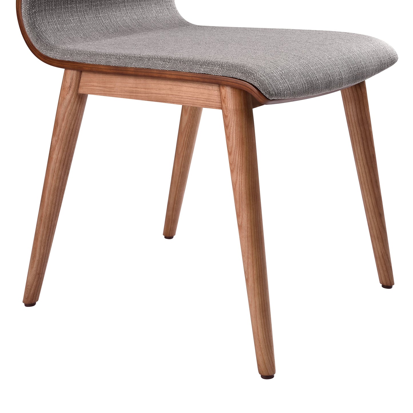 Robin Mid-Century Dining Chair in Walnut Finish and Gray Fabric - Set of 2