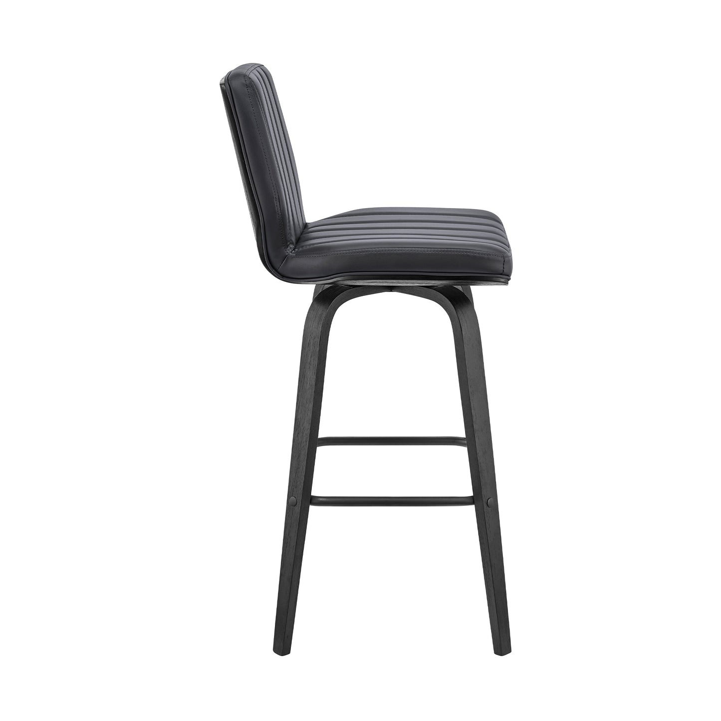 Renee 26" Swivel Gray Faux Leather and Black Wood Bar Stool