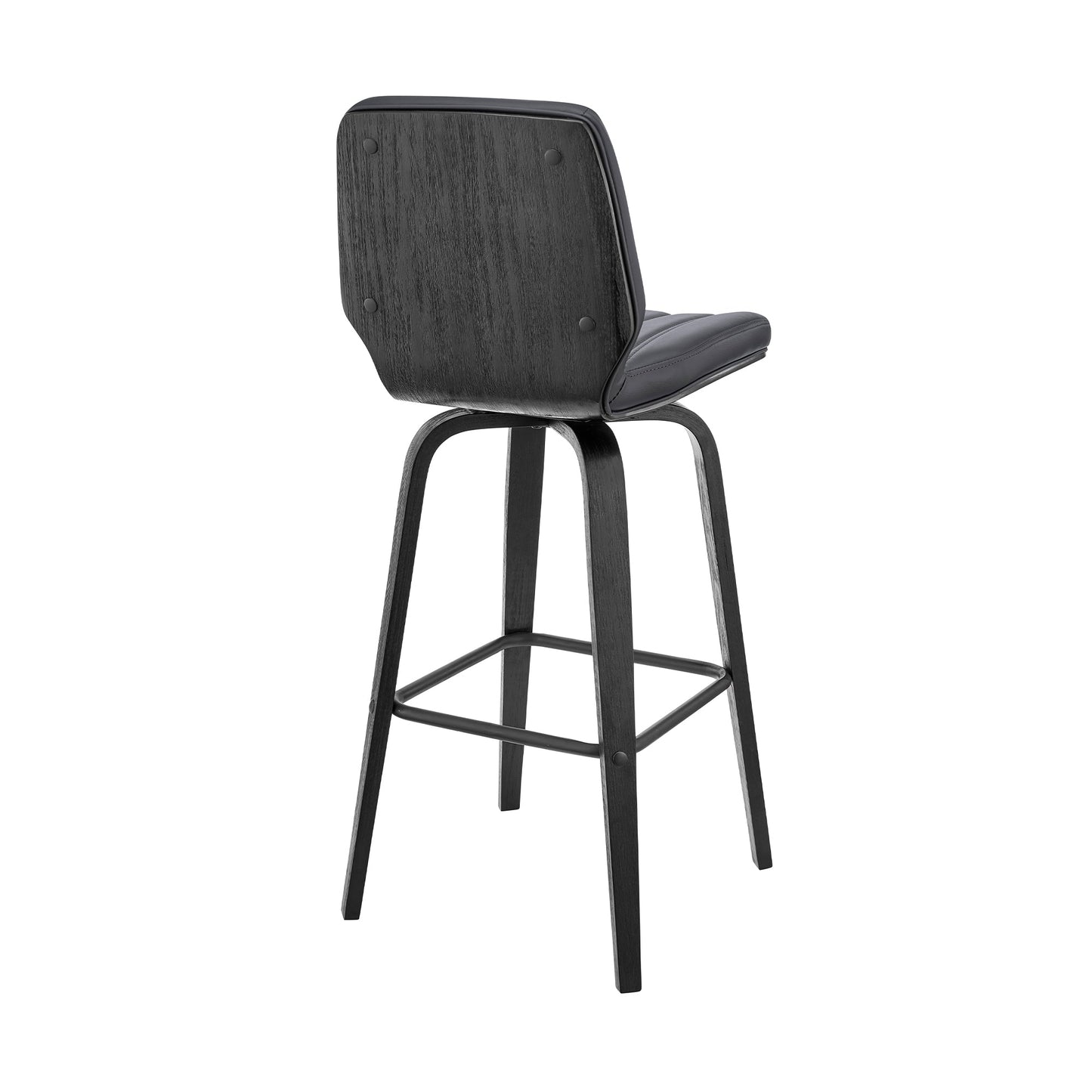 Renee 26" Swivel Gray Faux Leather and Black Wood Bar Stool