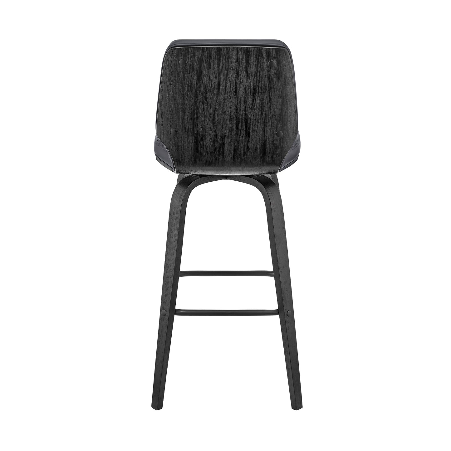 Renee 26" Swivel Gray Faux Leather and Black Wood Bar Stool