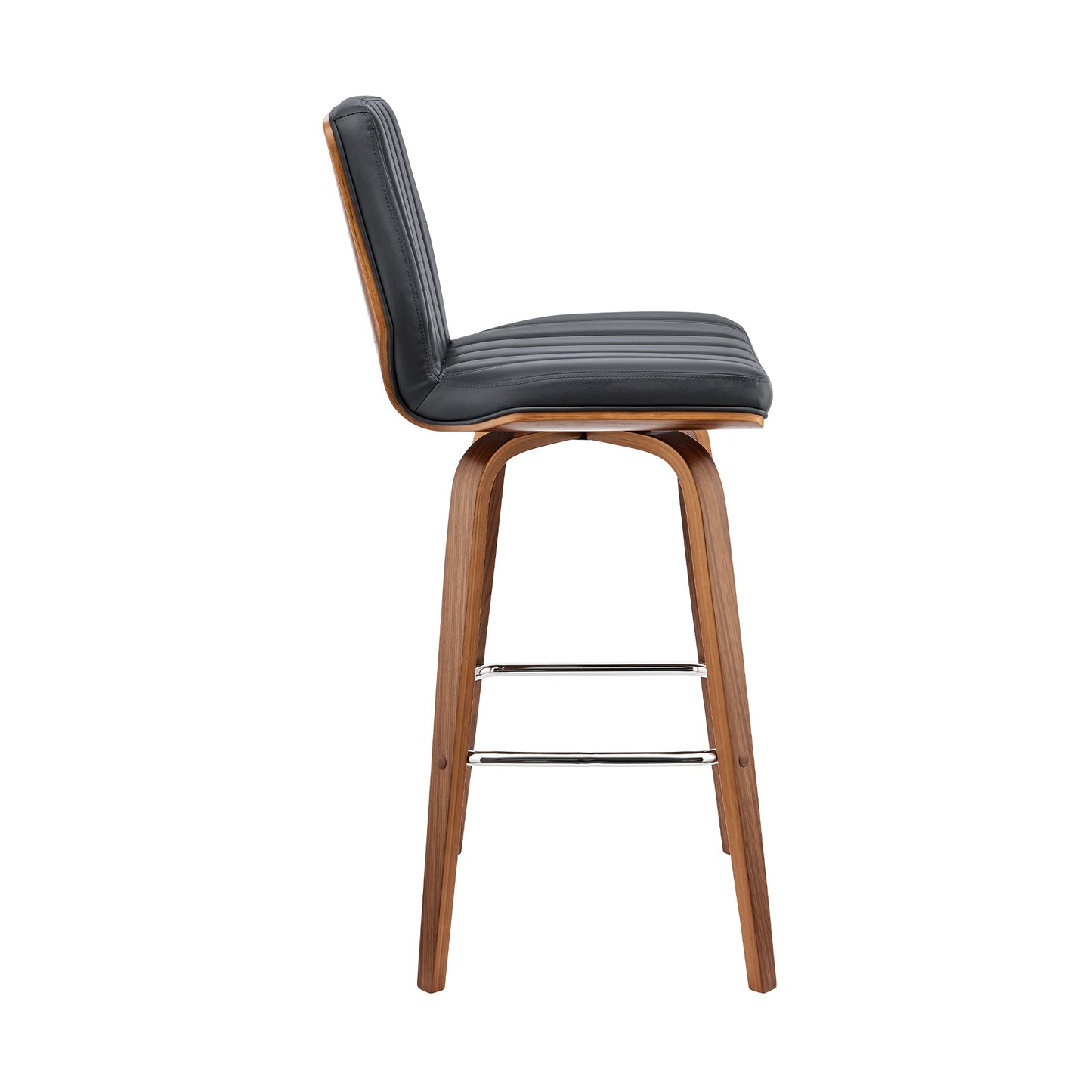 Renee 30" Swivel Gray Faux Leather and Walnut Wood Bar Stool