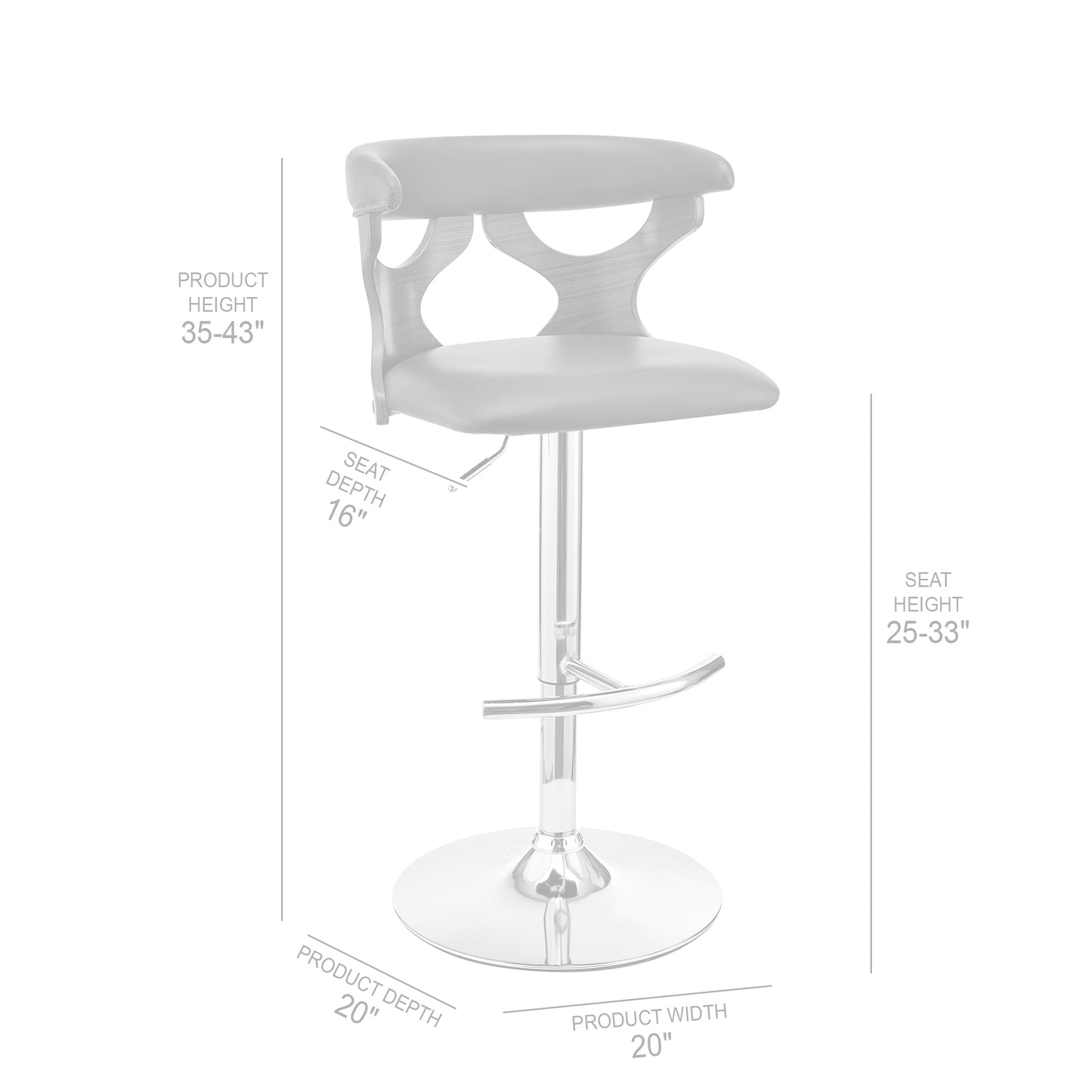 Ruth Adjustable Swivel Cream Faux Leather and Walnut Wood Bar Stool with Chrome Base