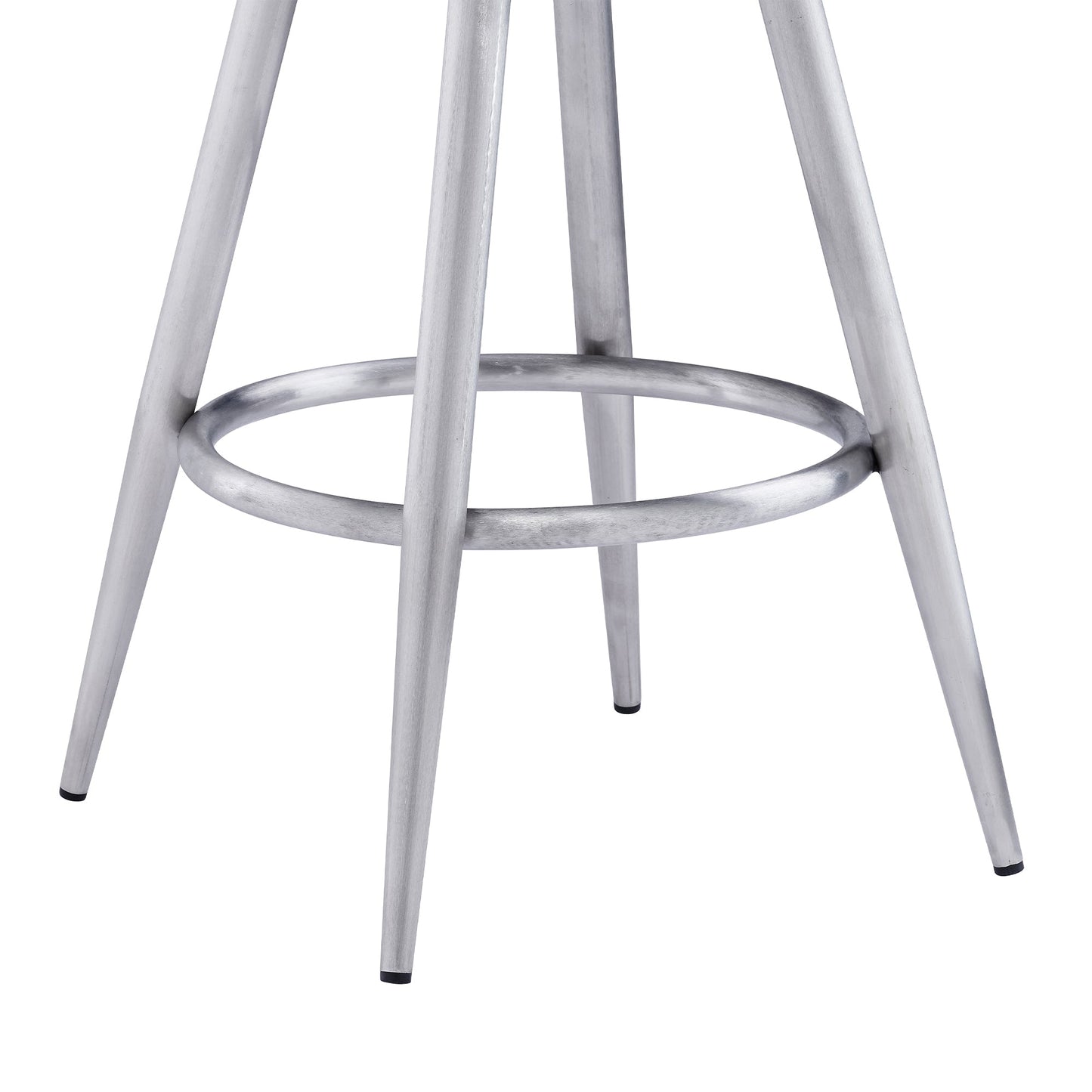 Ruby 26" Counter Height Swivel Black Faux Leather and Brushed Stainless Steel Bar Stool