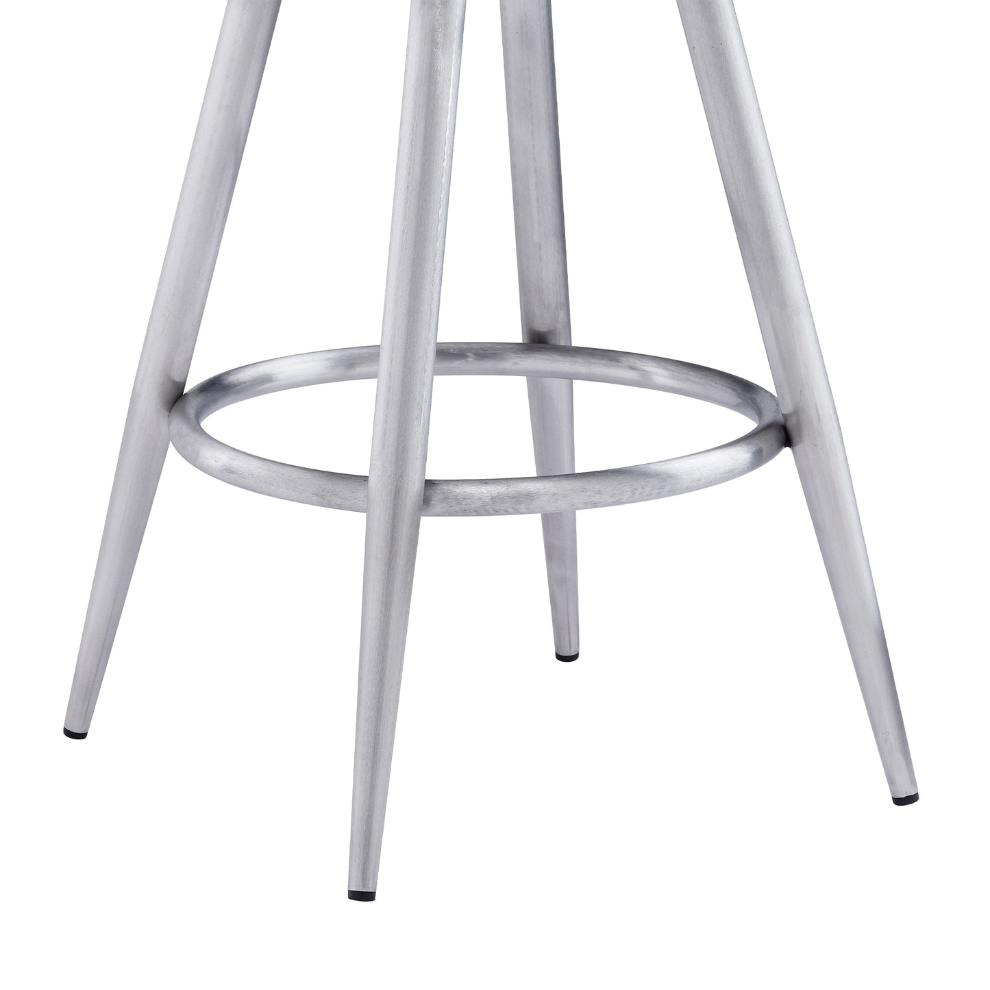 Ruby 26" Counter Height Swivel Gray Faux Leather and Brushed Stainless Steel Bar Stool