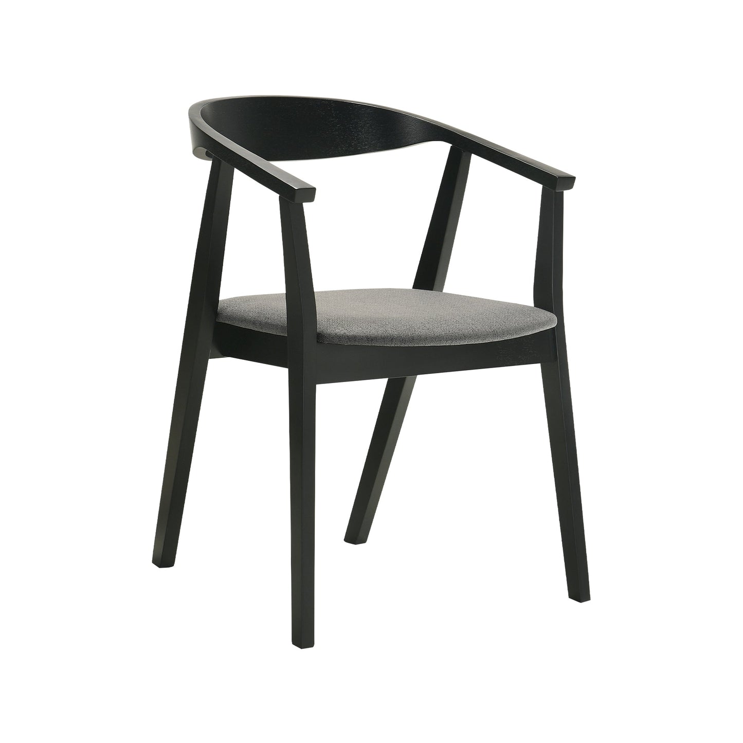 Santana Wood Dining Chair in Black Finish with Charcoal Fabric - Set of 2