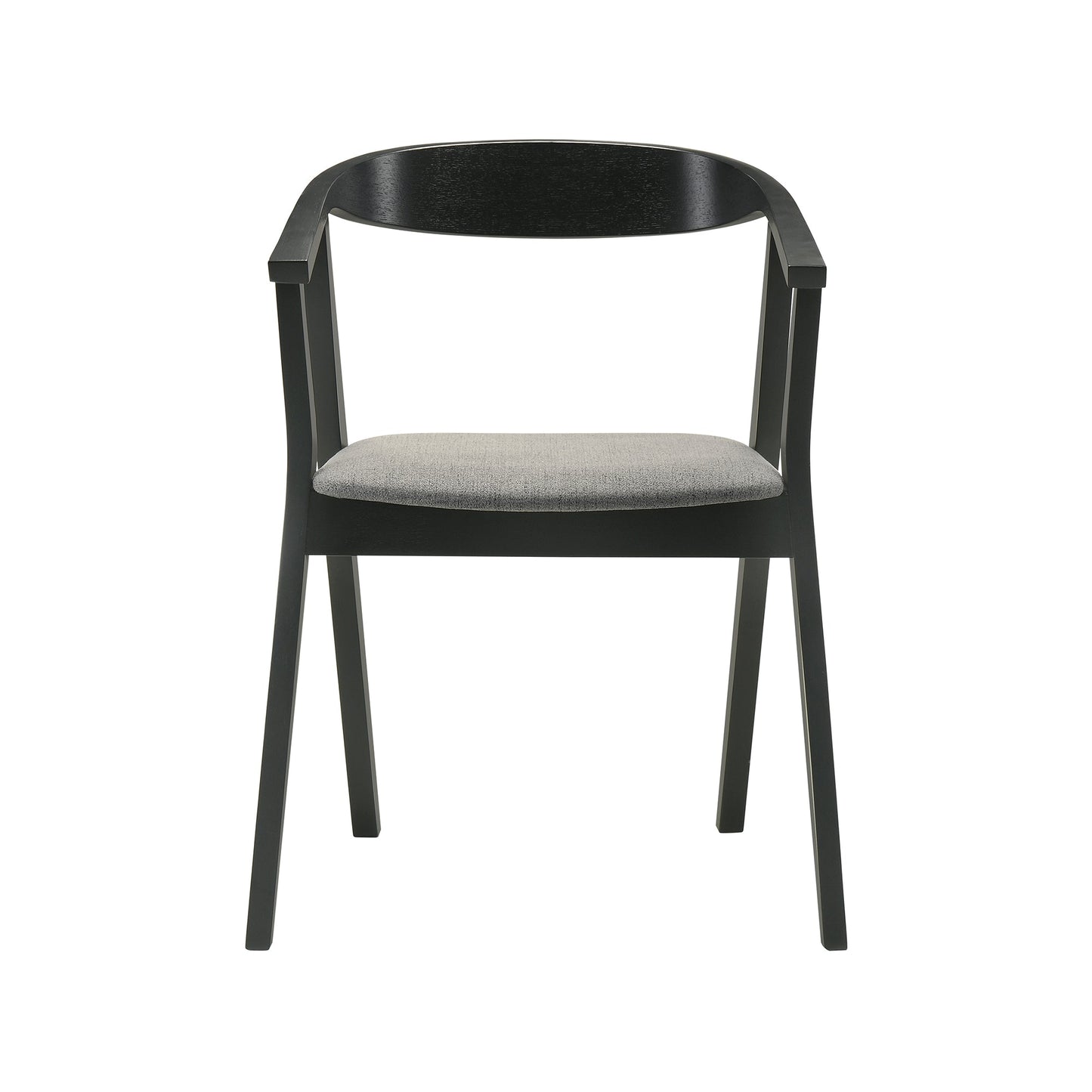 Santana Wood Dining Chair in Black Finish with Charcoal Fabric - Set of 2