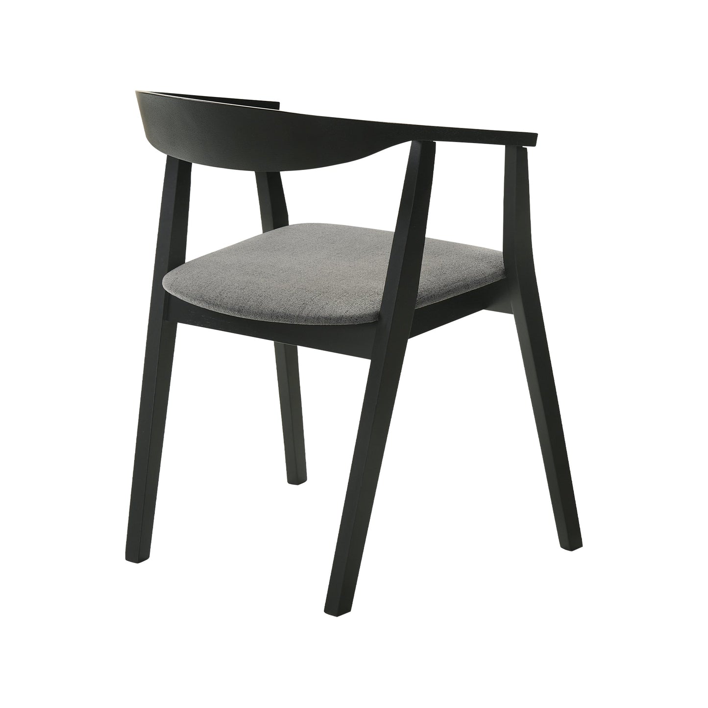 Santana Wood Dining Chair in Black Finish with Charcoal Fabric - Set of 2