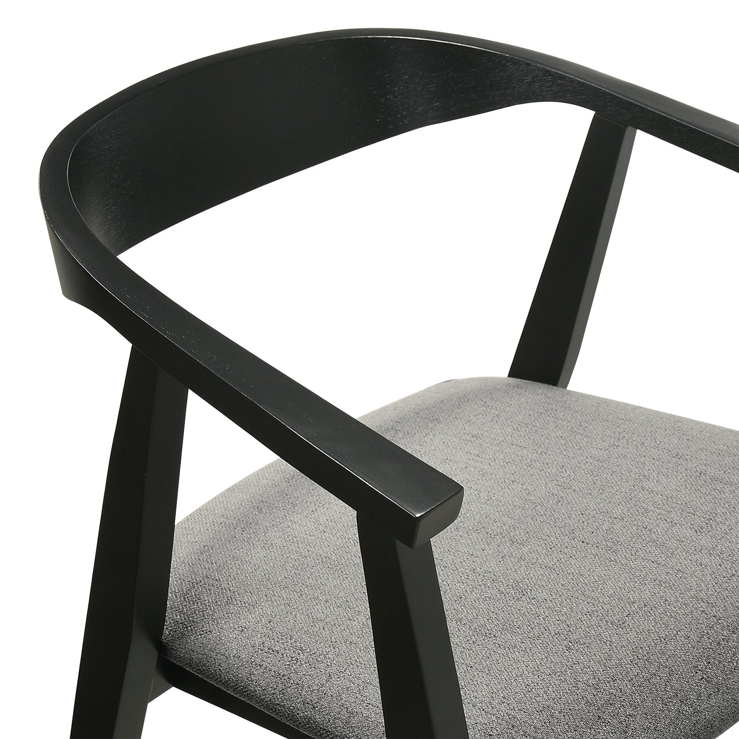 Santana Wood Dining Chair in Black Finish with Charcoal Fabric - Set of 2