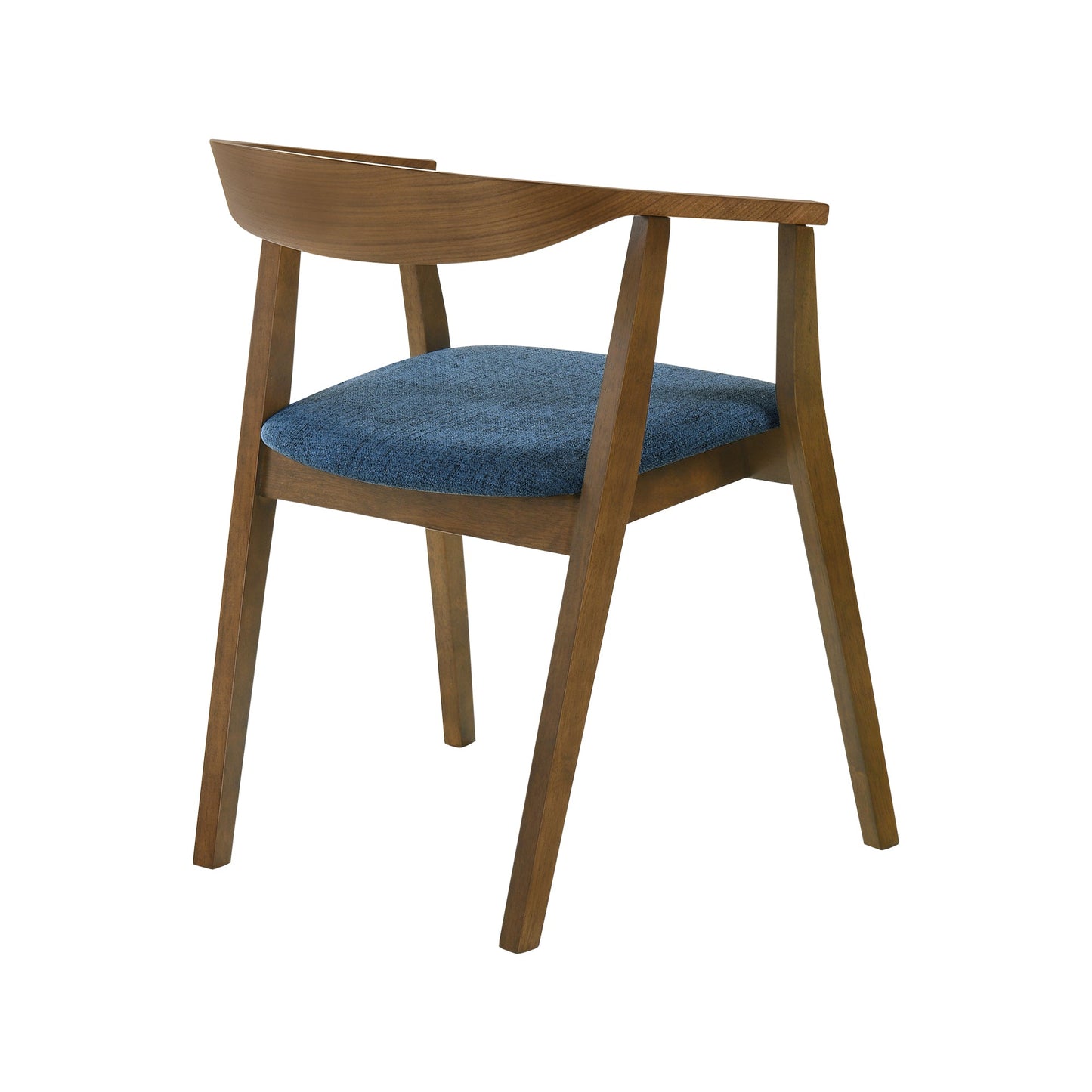 Santana Wood Dining Chair in Walnut Finish with Blue Fabric - Set of 2