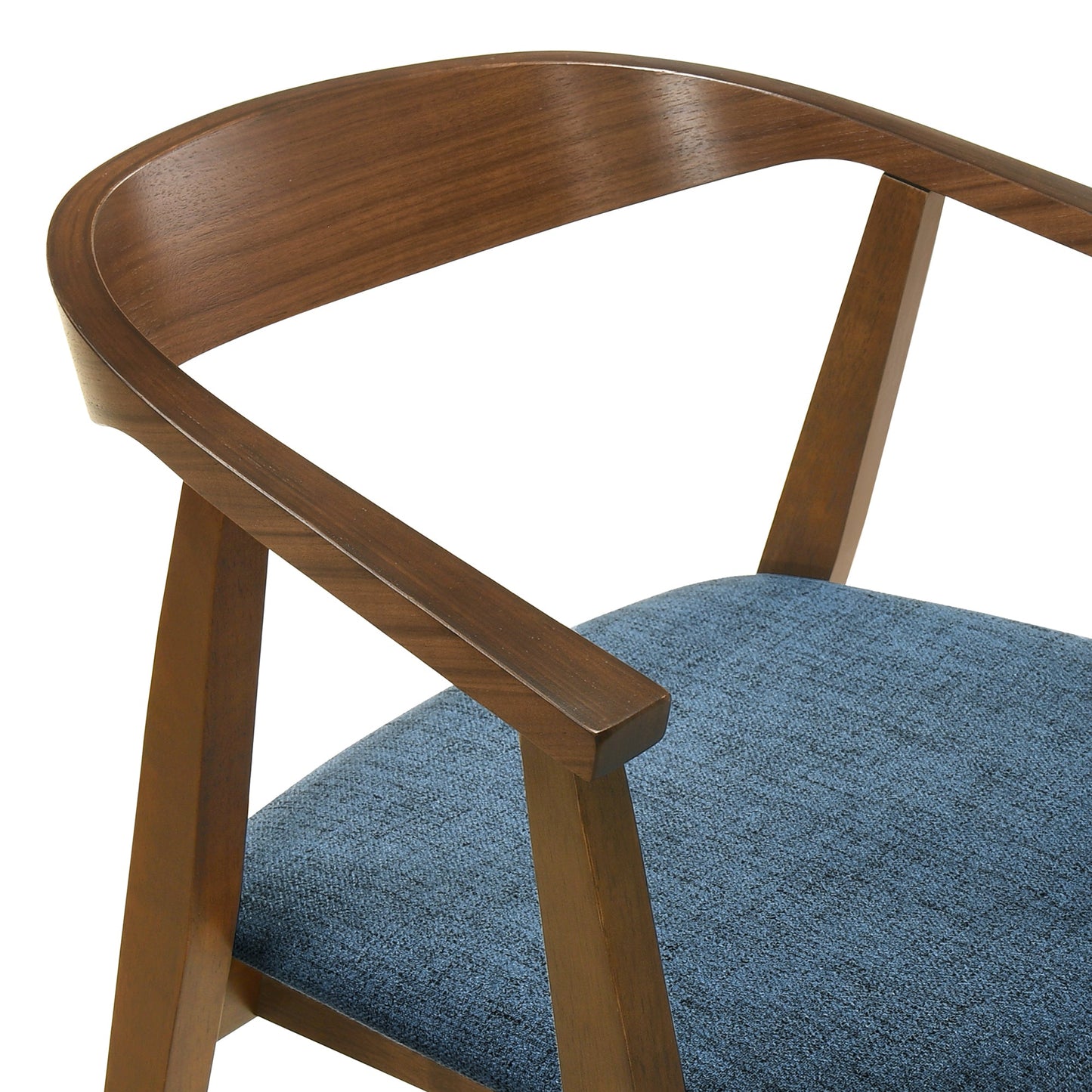 Santana Wood Dining Chair in Walnut Finish with Blue Fabric - Set of 2