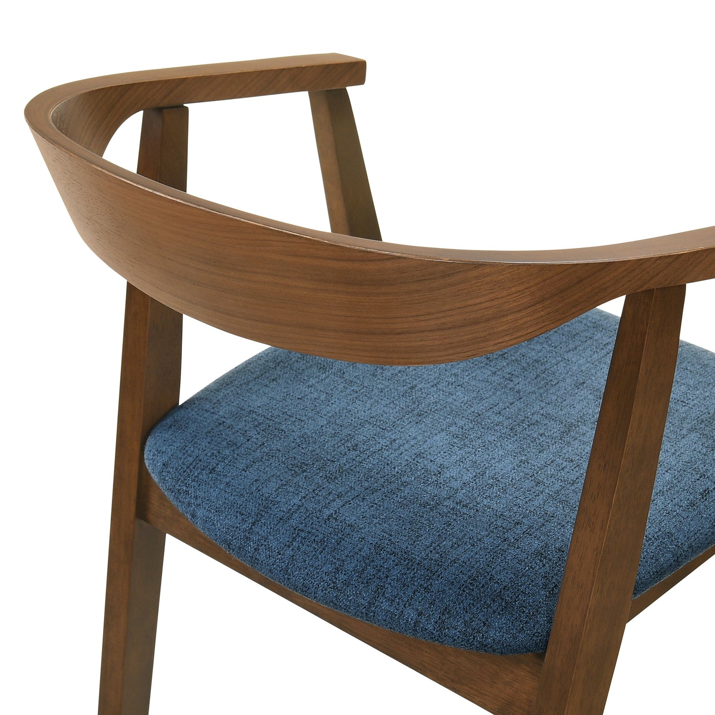 Santana Wood Dining Chair in Walnut Finish with Blue Fabric - Set of 2