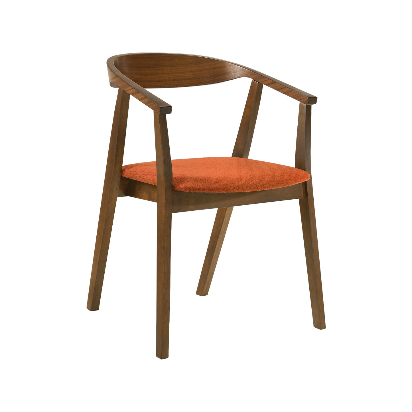 Santana Wood Dining Chair in Walnut Finish with Orange Fabric - Set of 2