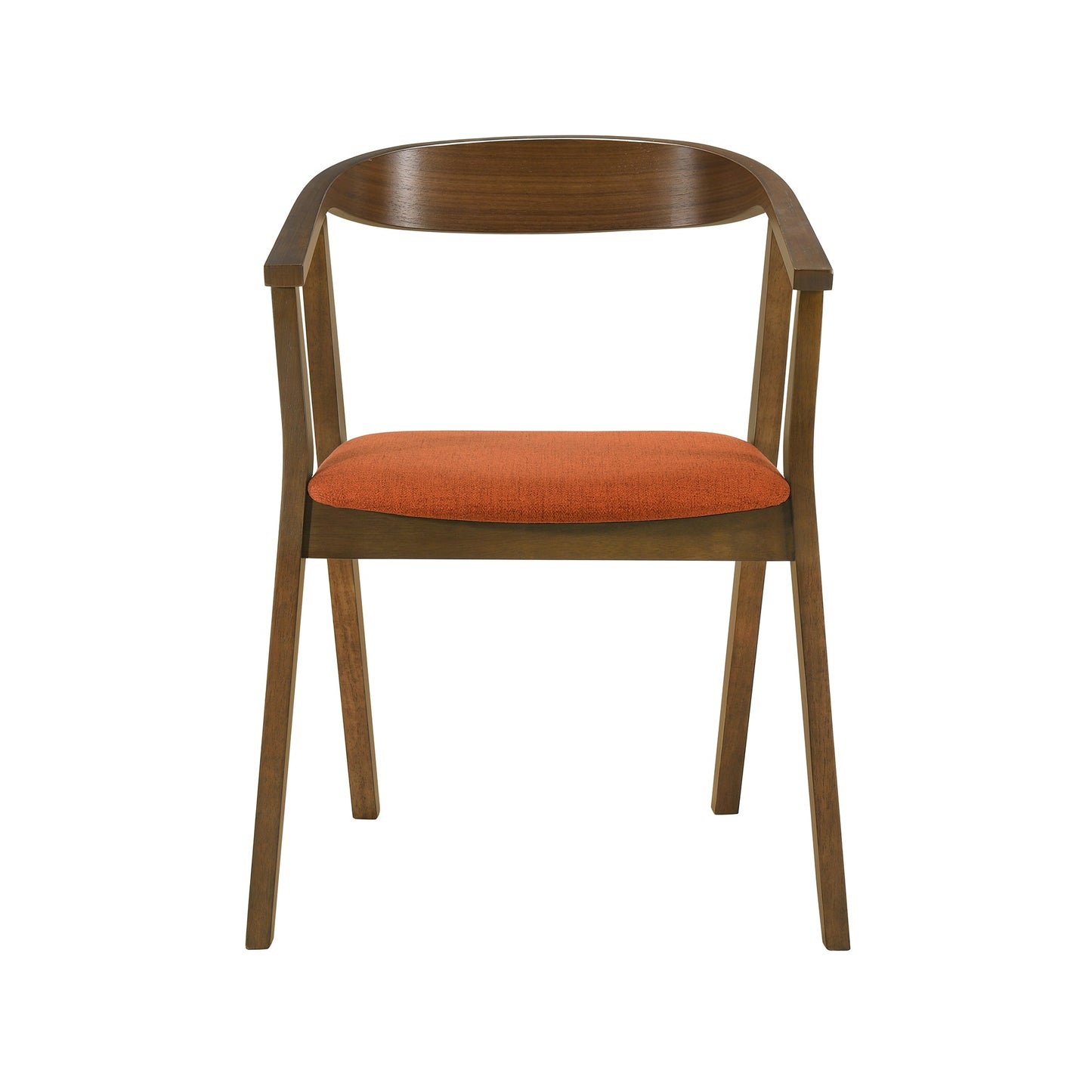 Santana Wood Dining Chair in Walnut Finish with Orange Fabric - Set of 2