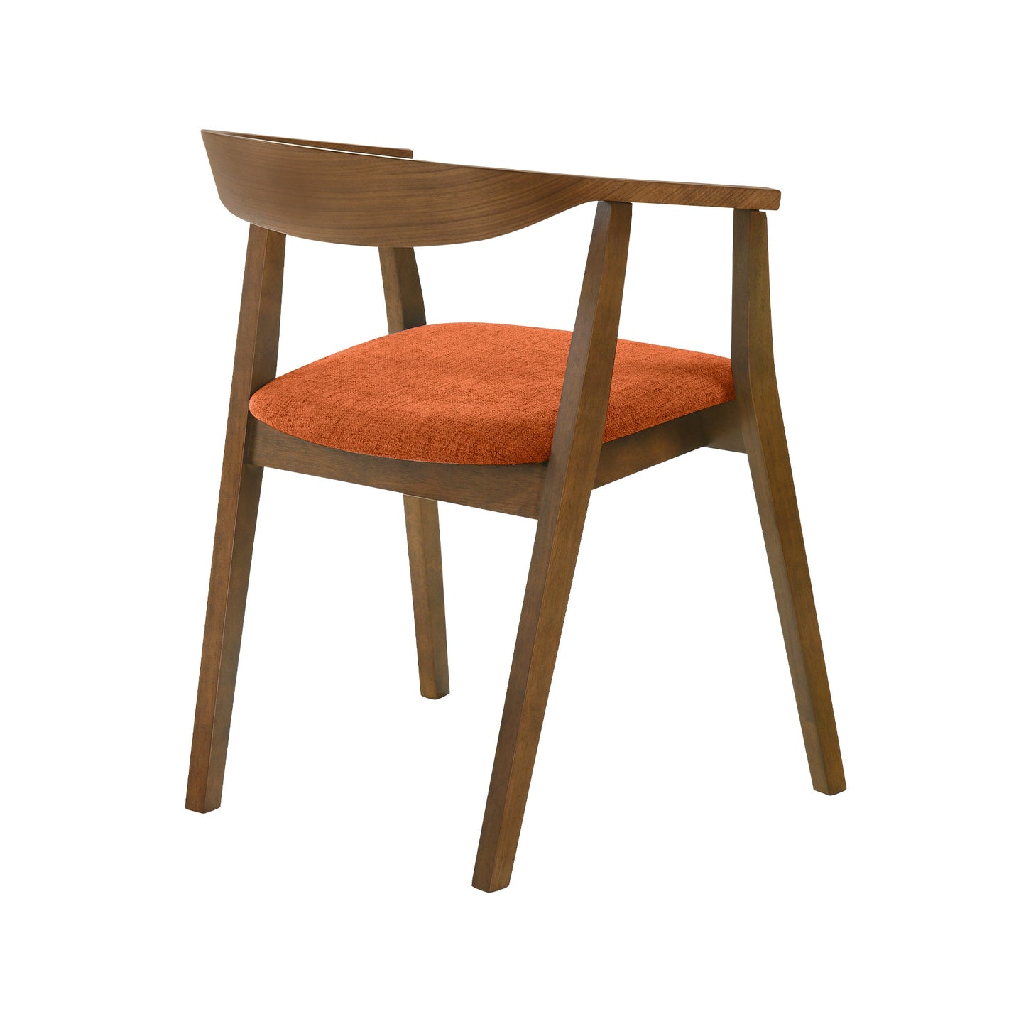 Santana Wood Dining Chair in Walnut Finish with Orange Fabric - Set of 2