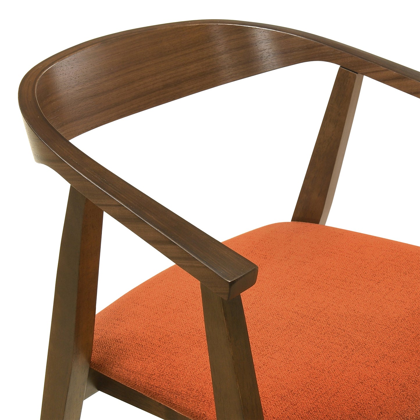 Santana Wood Dining Chair in Walnut Finish with Orange Fabric - Set of 2