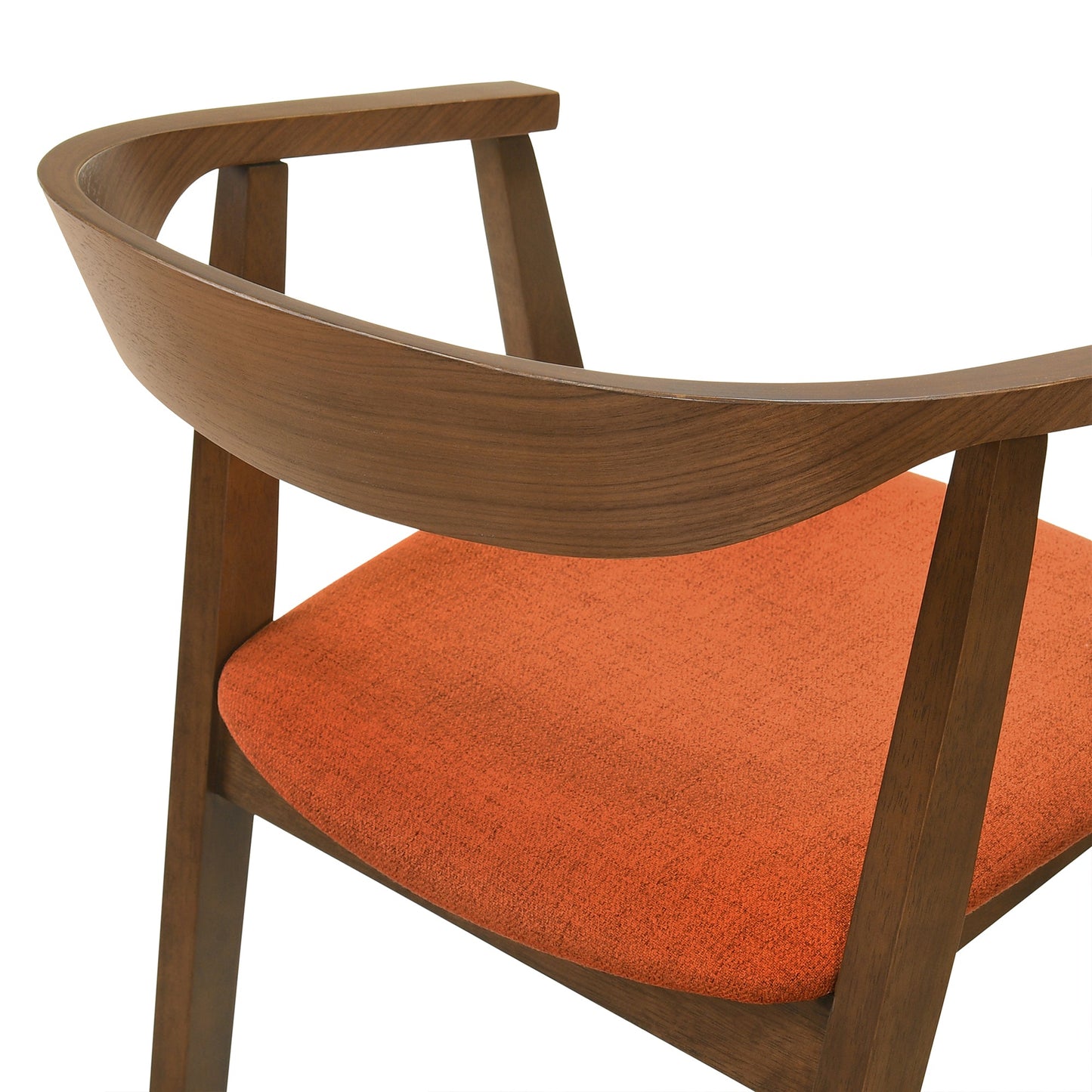 Santana Wood Dining Chair in Walnut Finish with Orange Fabric - Set of 2