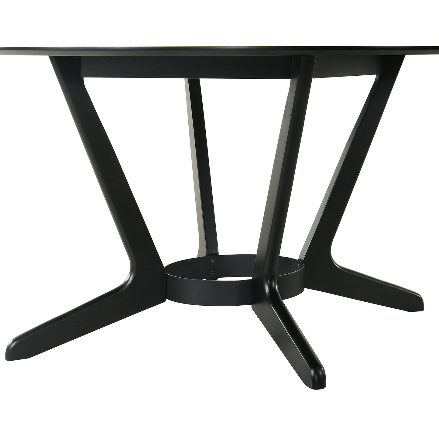 Santana Round Wood Dining Table in Black Finish