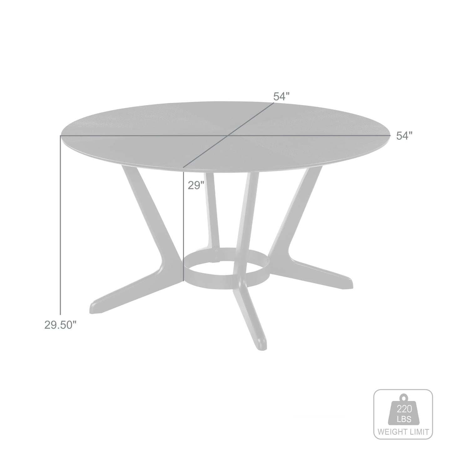 Santana Round Wood Dining Table in Black Finish