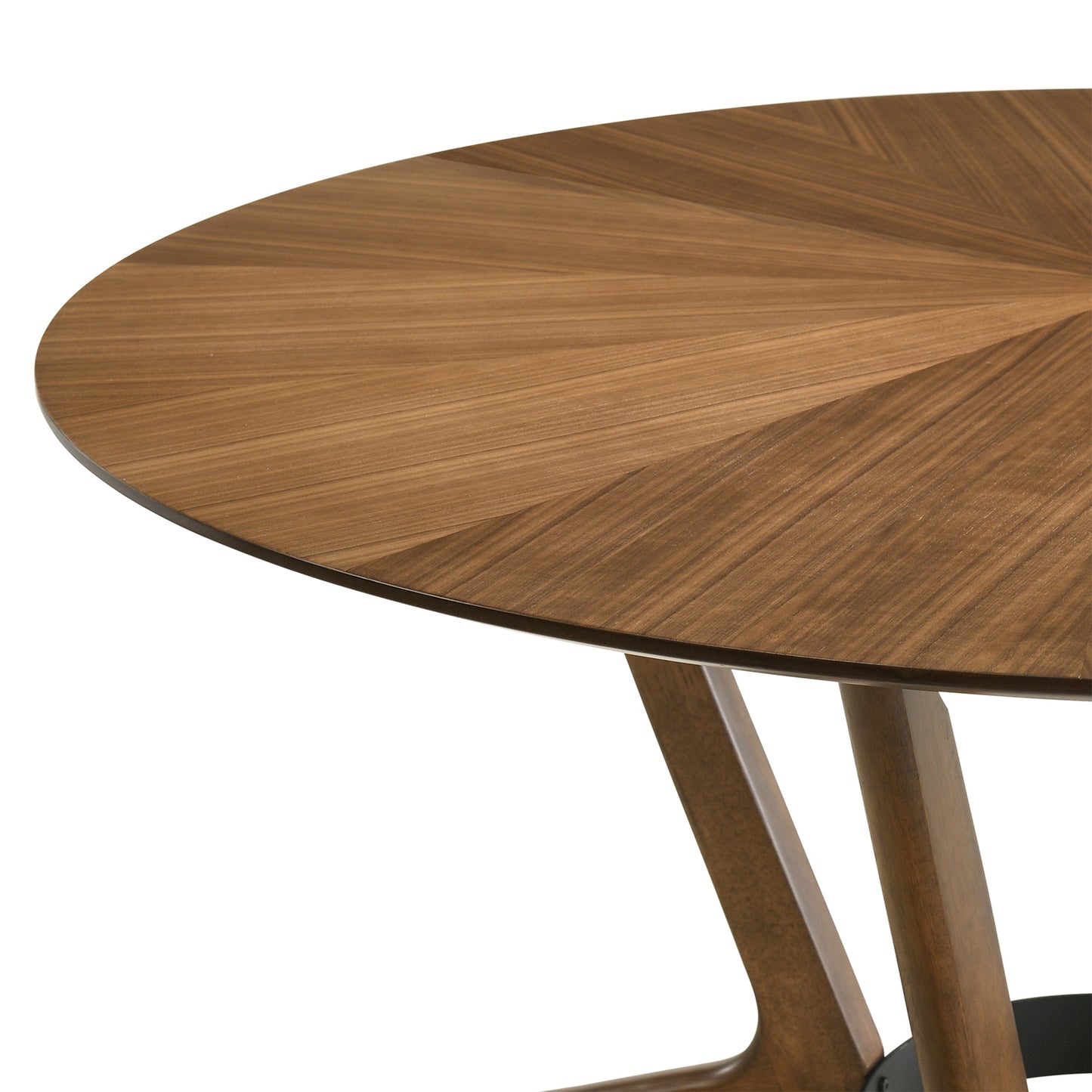 Santana Round Wood Dining Table in Walnut Finish