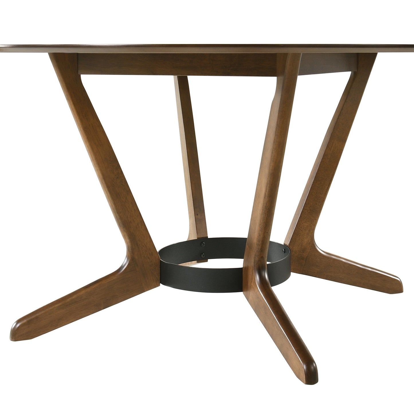 Santana Round Wood Dining Table in Walnut Finish