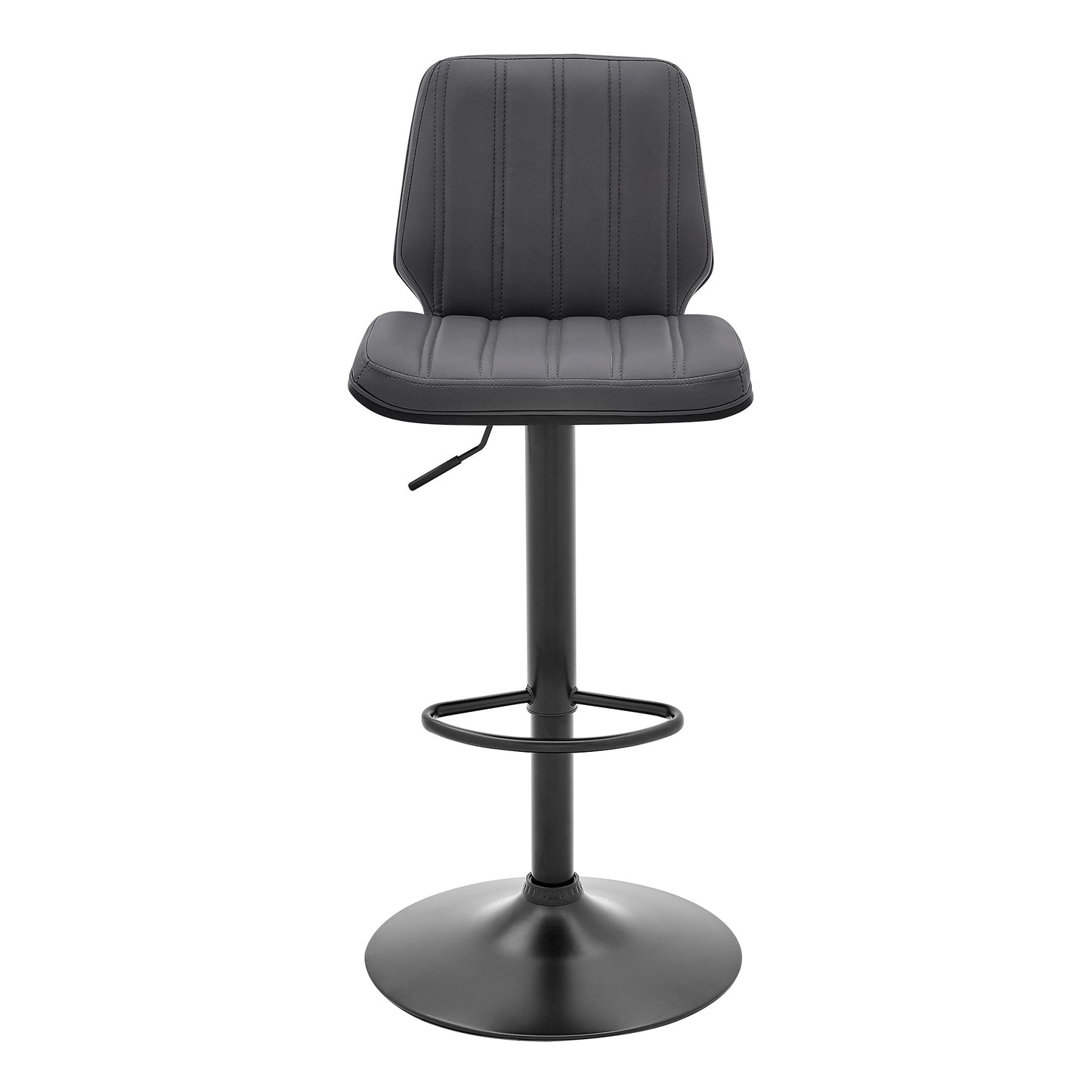 Sabine Adjustable Swivel Gray Faux Leather and Black Metal Bar Stool