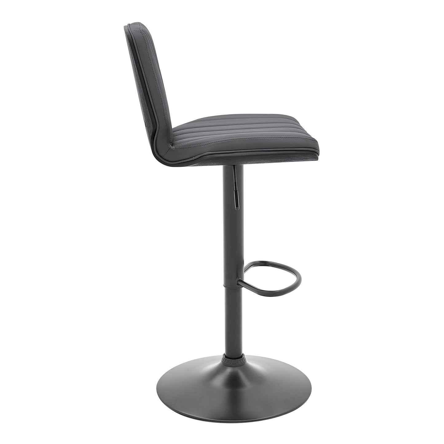 Sabine Adjustable Swivel Gray Faux Leather and Black Metal Bar Stool