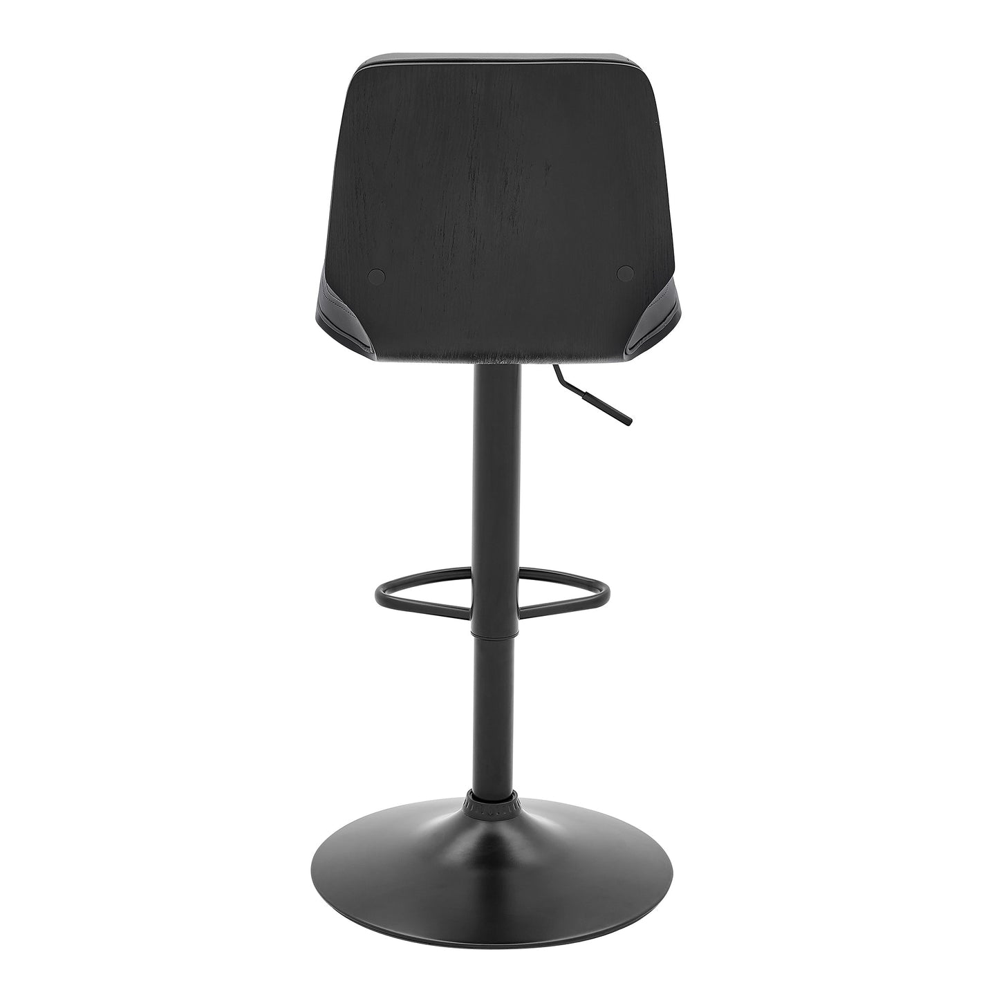 Sabine Adjustable Swivel Gray Faux Leather and Black Metal Bar Stool